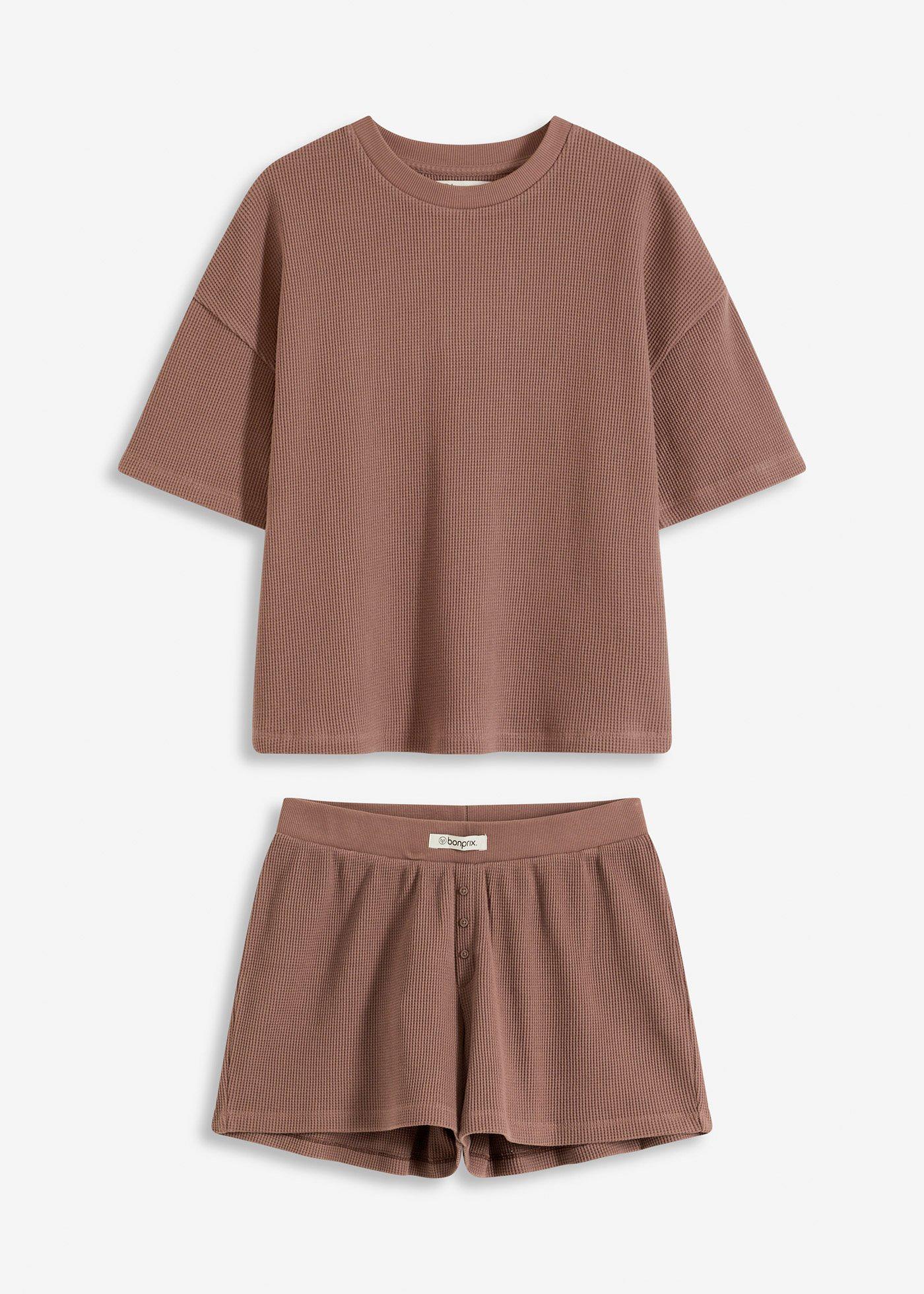Ensemble short d’intérieur en jersey gaufré