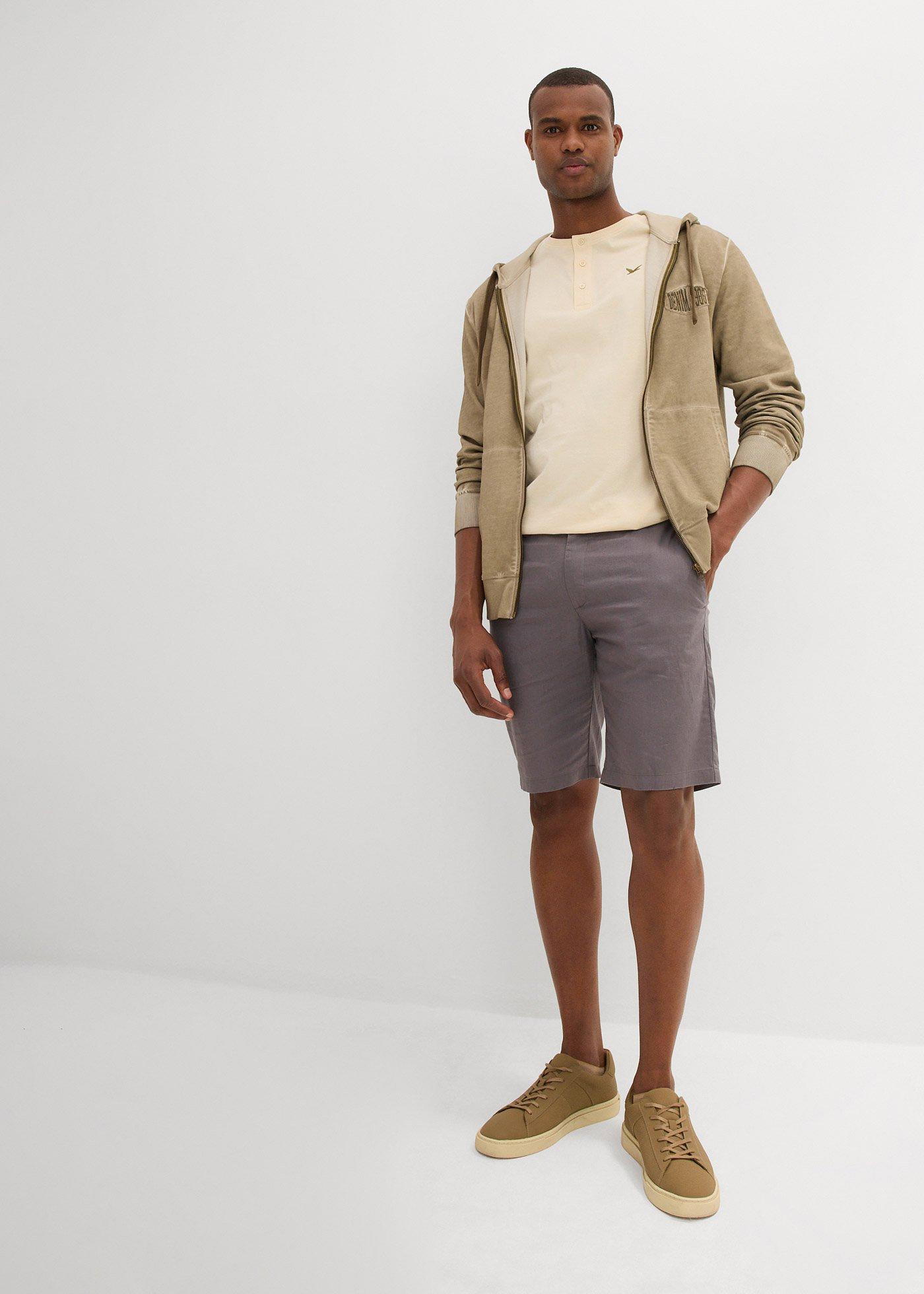 Bermudy chino regular fit z domieszką lnu - Bonprix