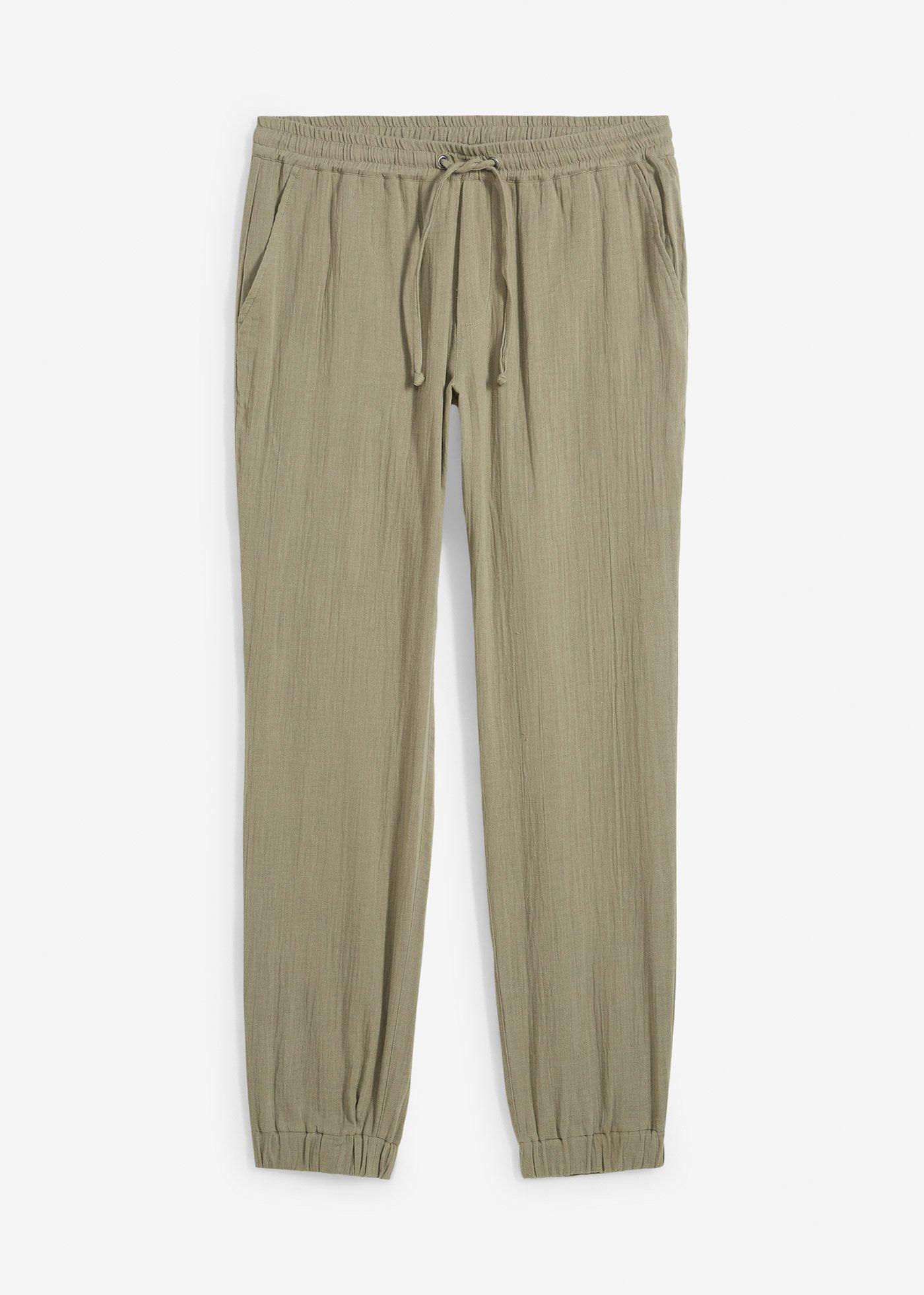 Pantalon jogger regular en gaze de coton, fuselé