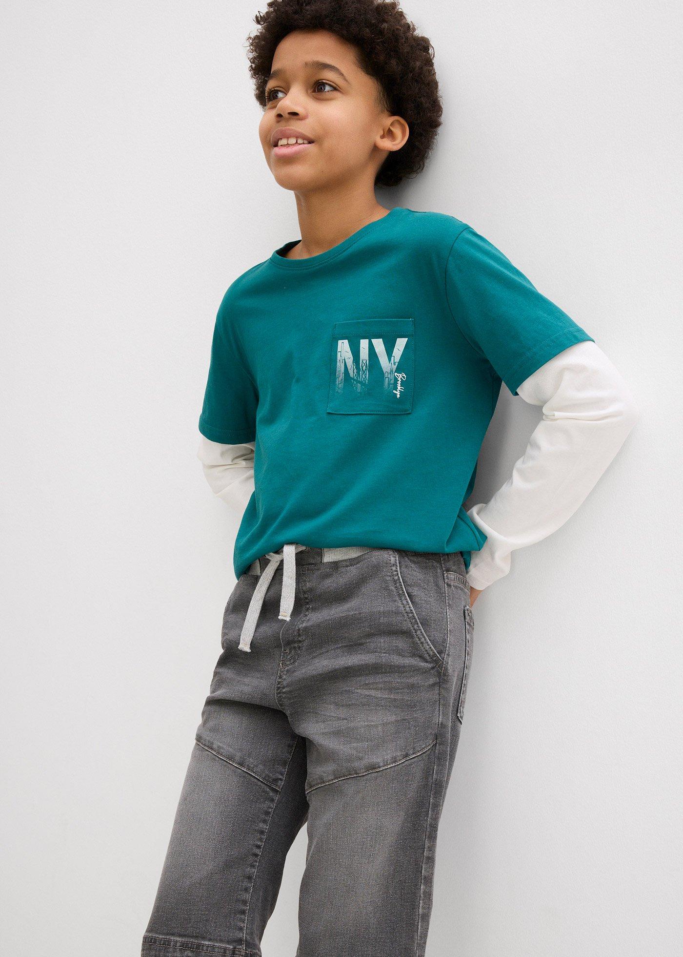 Bermudy dżinsowe z elastycznym paskiem, ze stretchem, regular fit - Bonprix