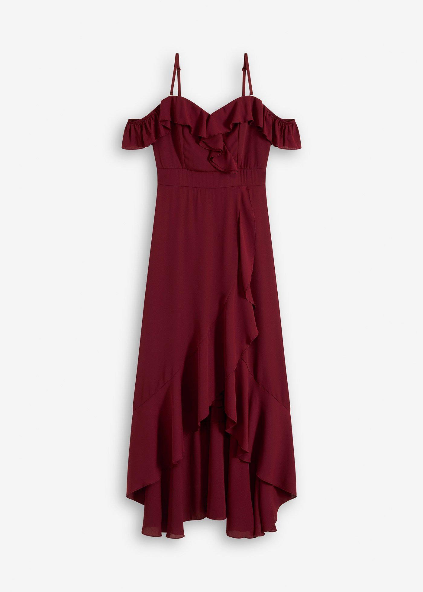Robe encolure Bardot à volants
