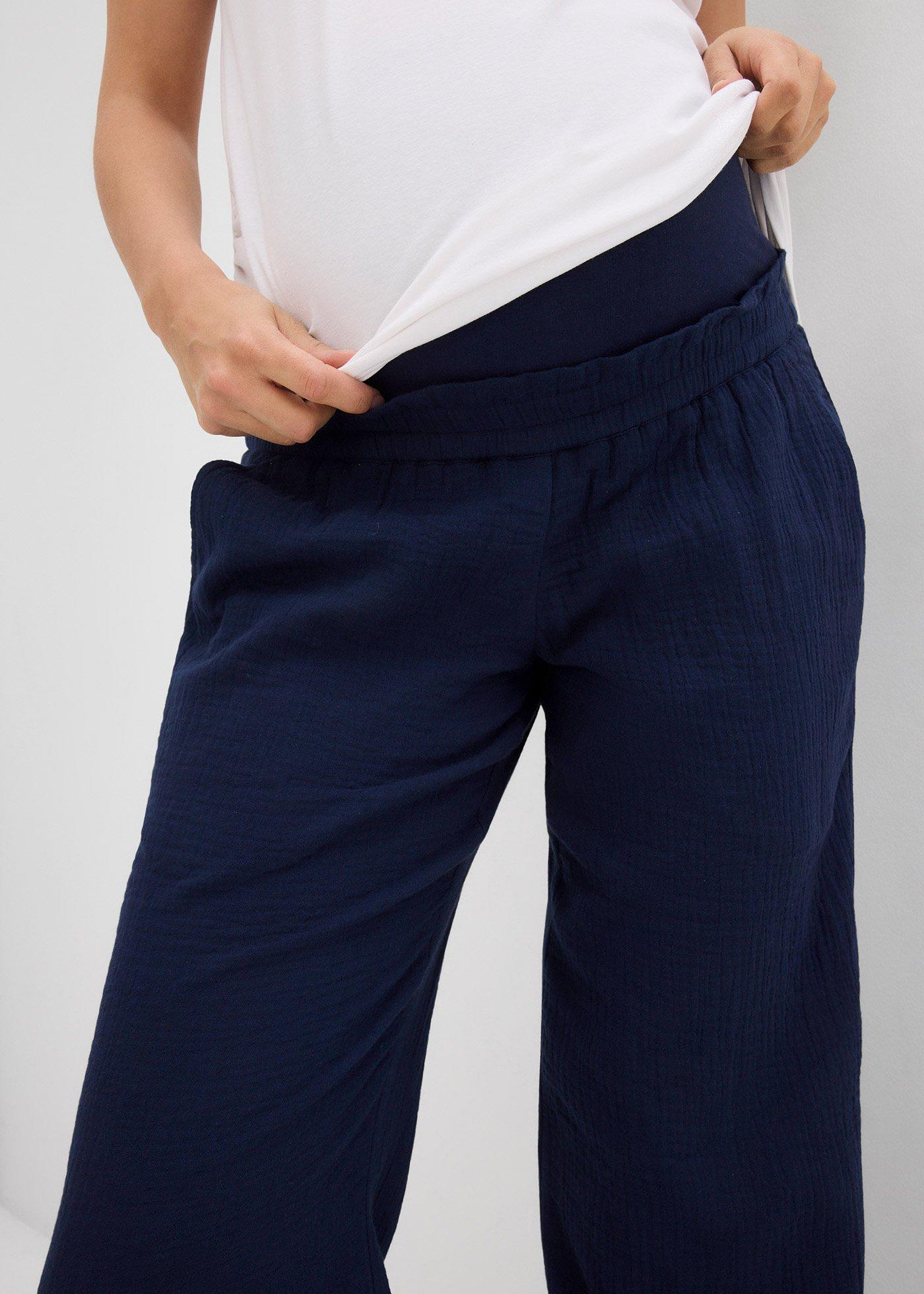 Spodnie ciążowe z bawełnianego muślinu, loose fit - Bonprix