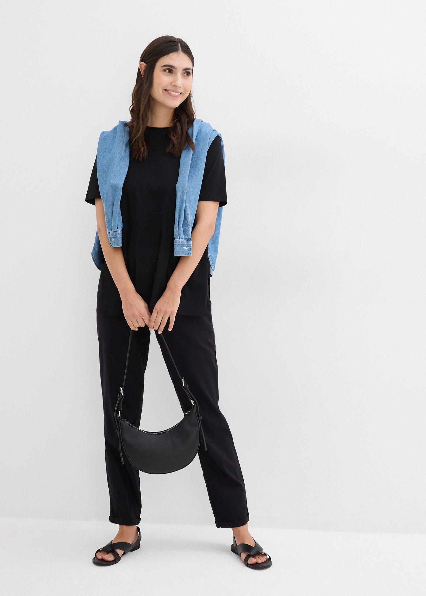Shirt ciążowy i do karmienia piersią z bawełny organicznej, z rozcięciami po bokach - Bonprix