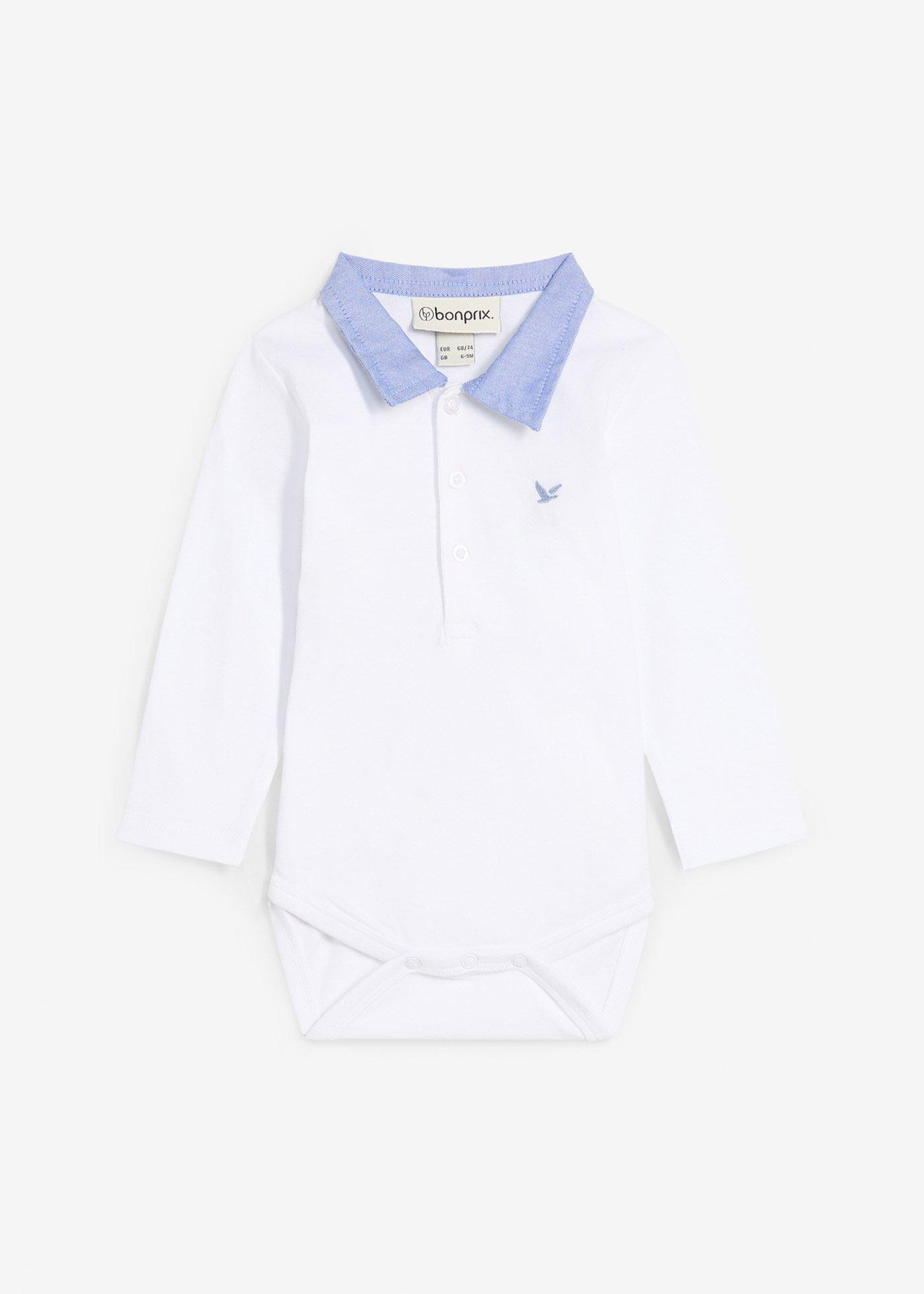 Body z kołnierzykiem koszulowym, z czystej bawełny organicznej - Bonprix