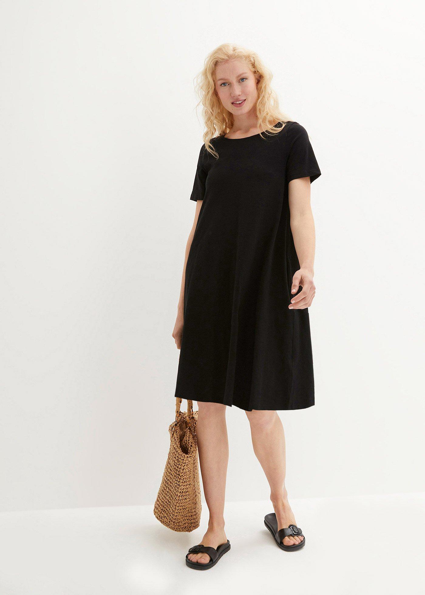 Sukienka shirtowa z przędzy mieszankowej, z kieszeniami, w dł. do kolan - Bonprix