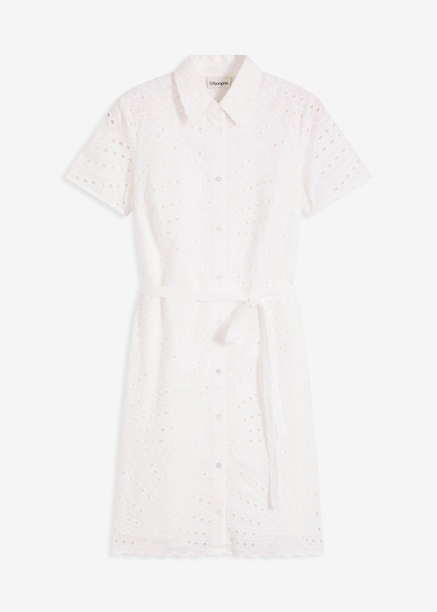 Robe-chemise en broderie anglaise