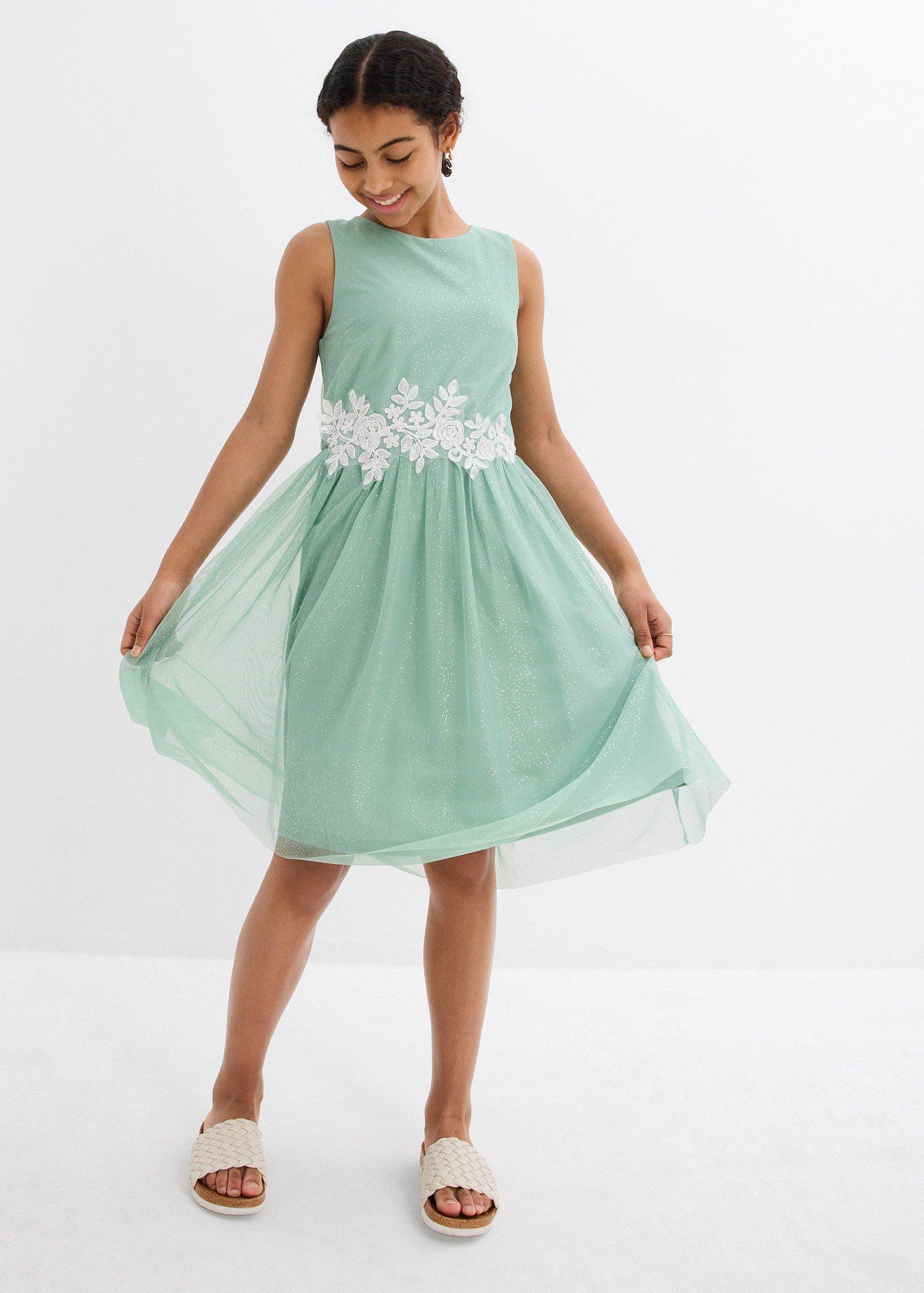 Sukienka midi z  koronkową wstawką - Bonprix