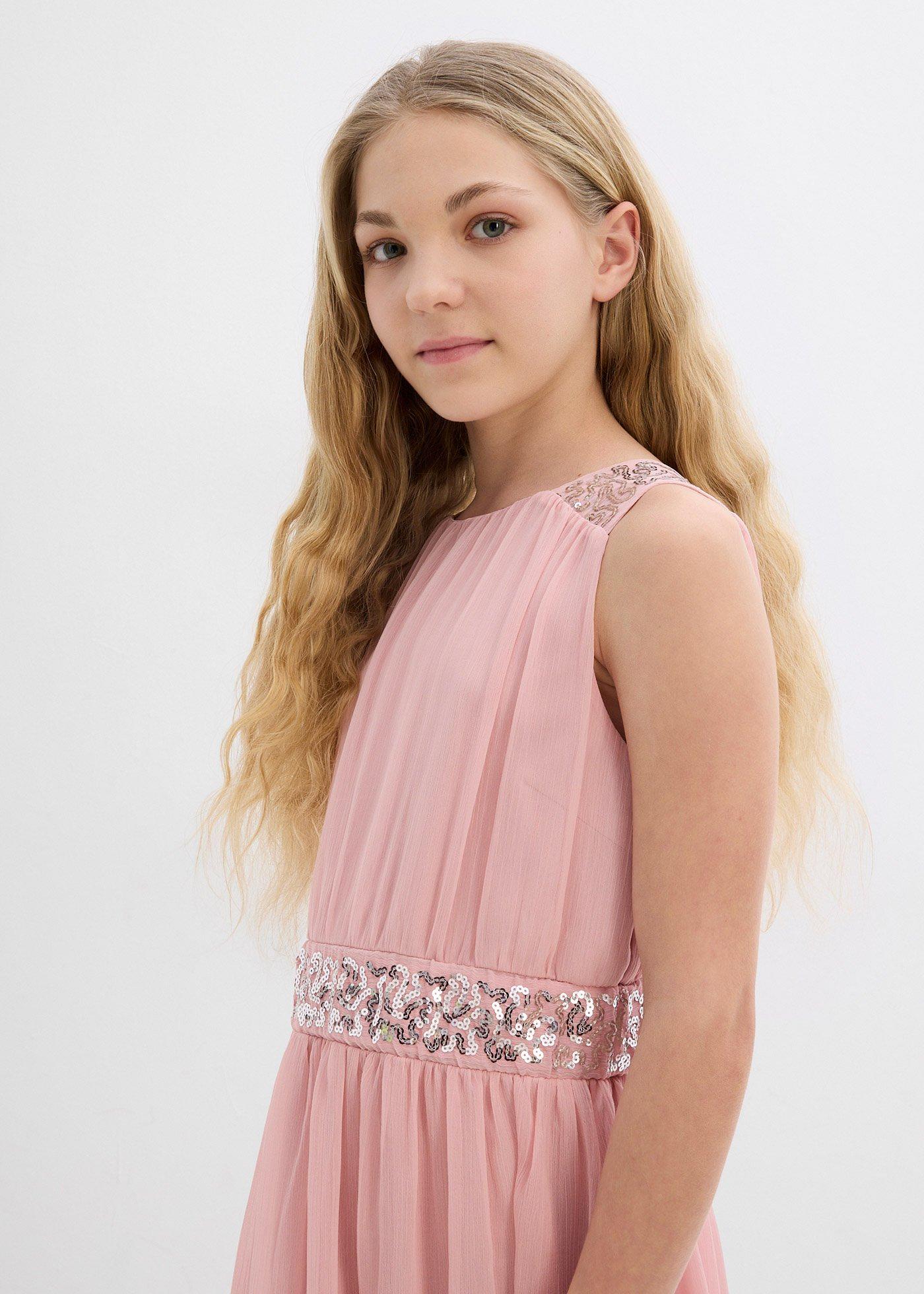 Sukienka szyfonowa z cekinami - Bonprix