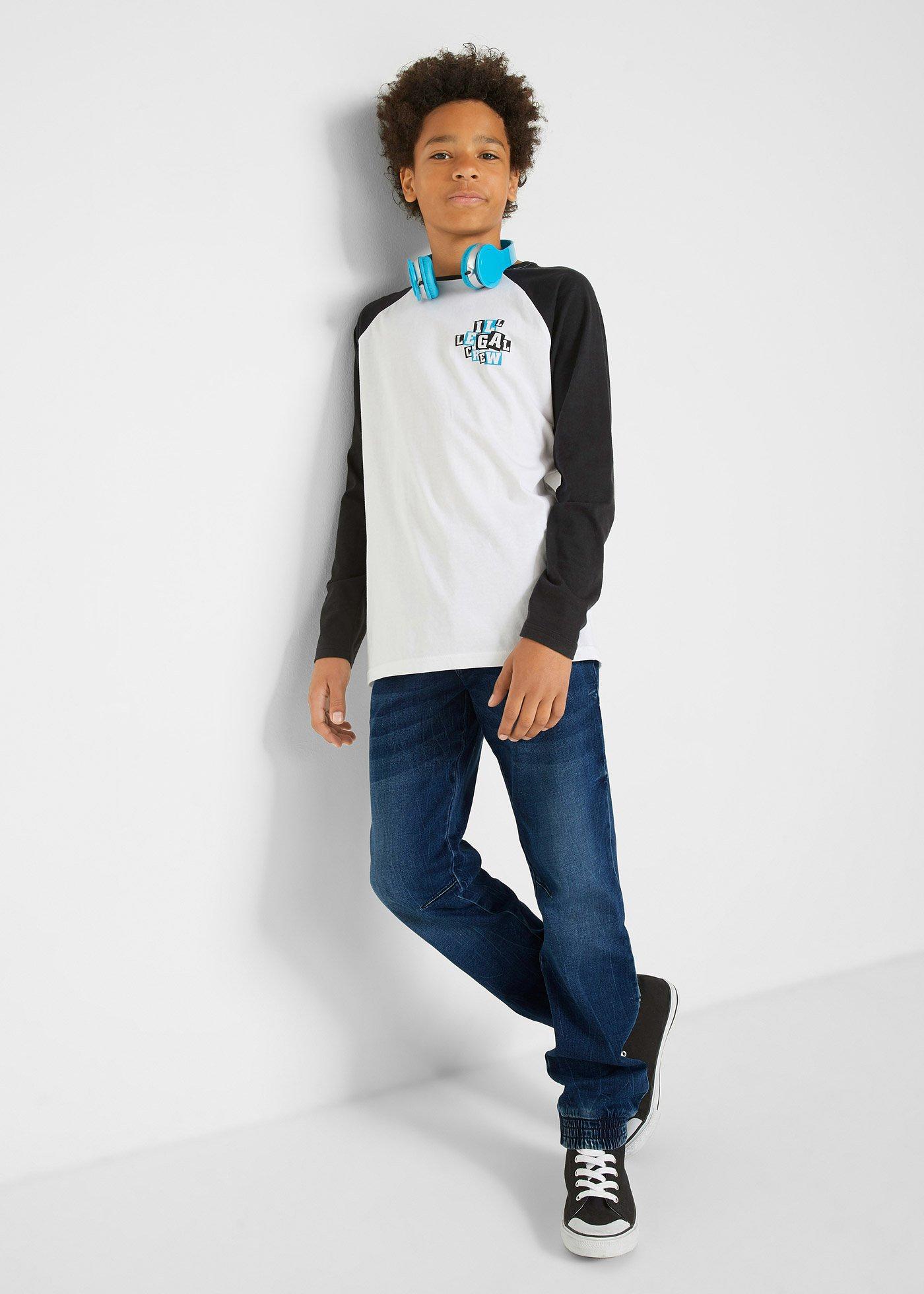 Dżinsy dresowe chłopięce o kroju regular fit, tapered - Bonprix