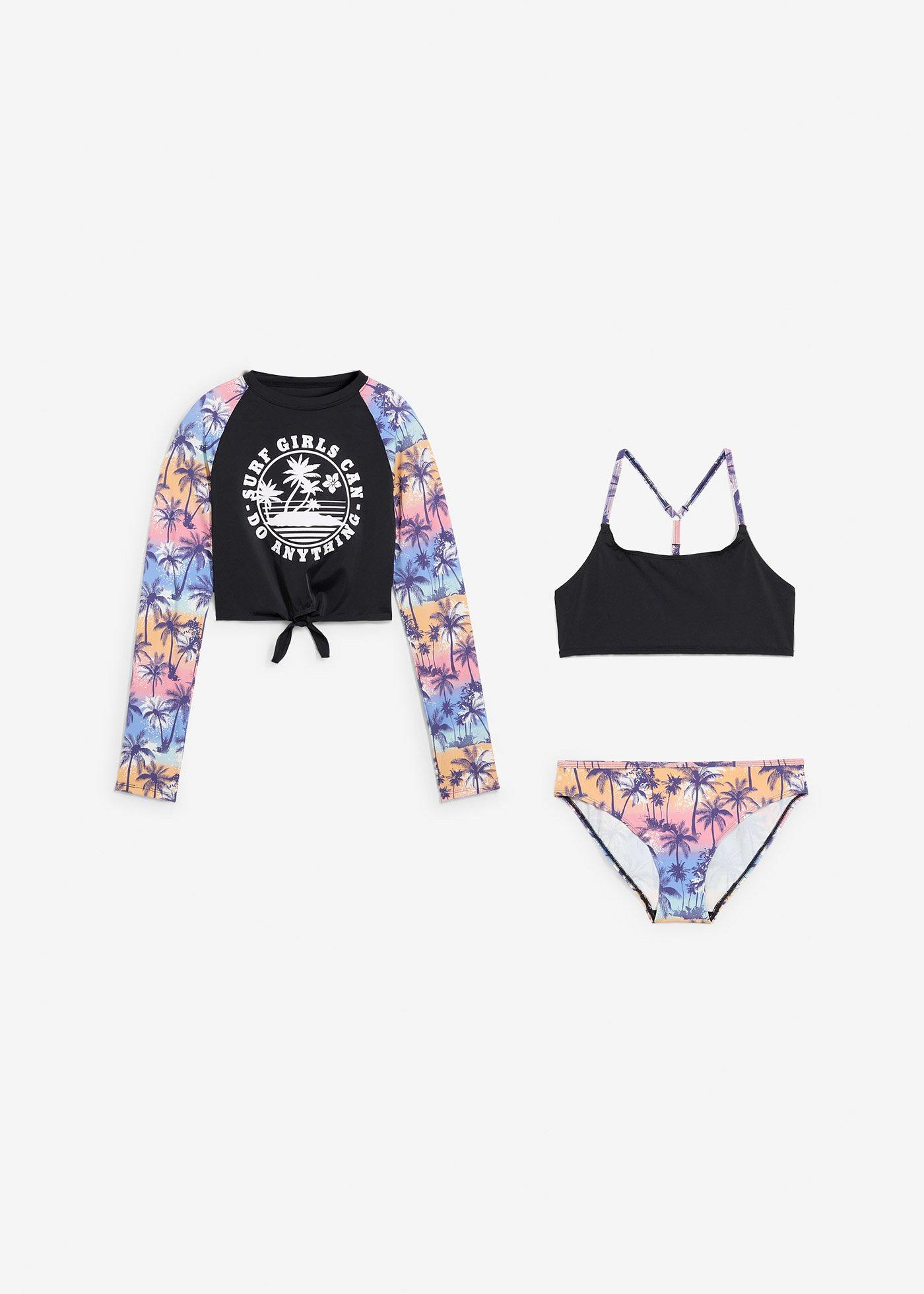 Bikini + shirt kąpielowy (3 części) - Bonprix