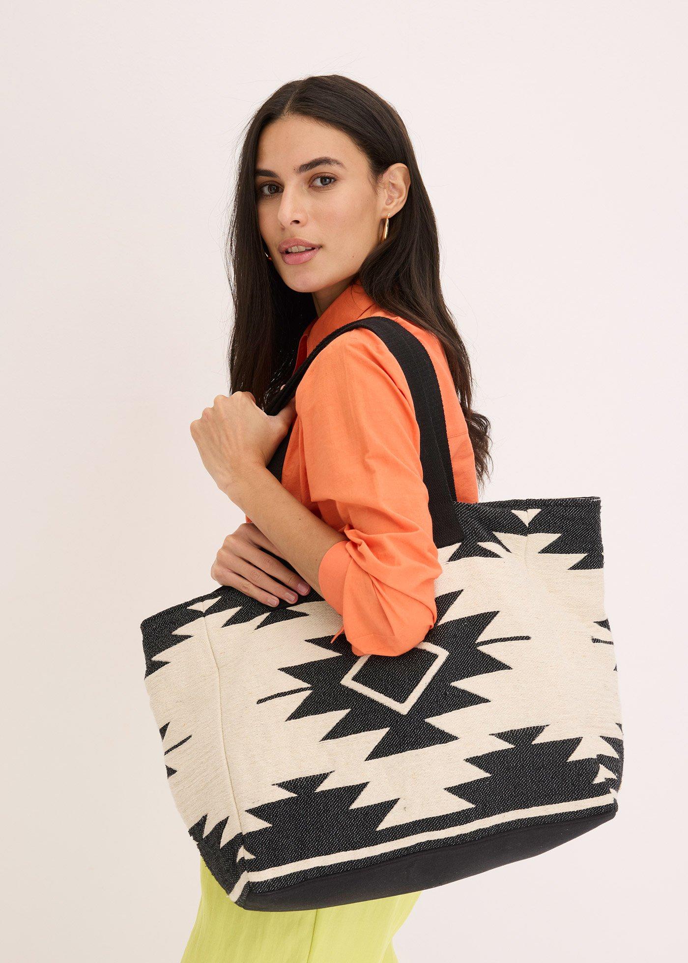 Płócienna torba shopper z nadrukiem graficznym - Bonprix