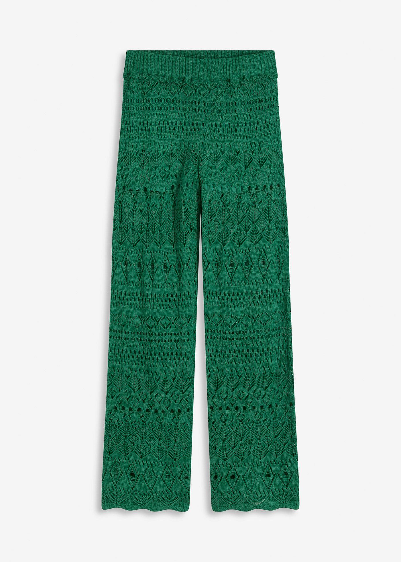 Pantaloni fără încheiere cu model cu broderie perforată