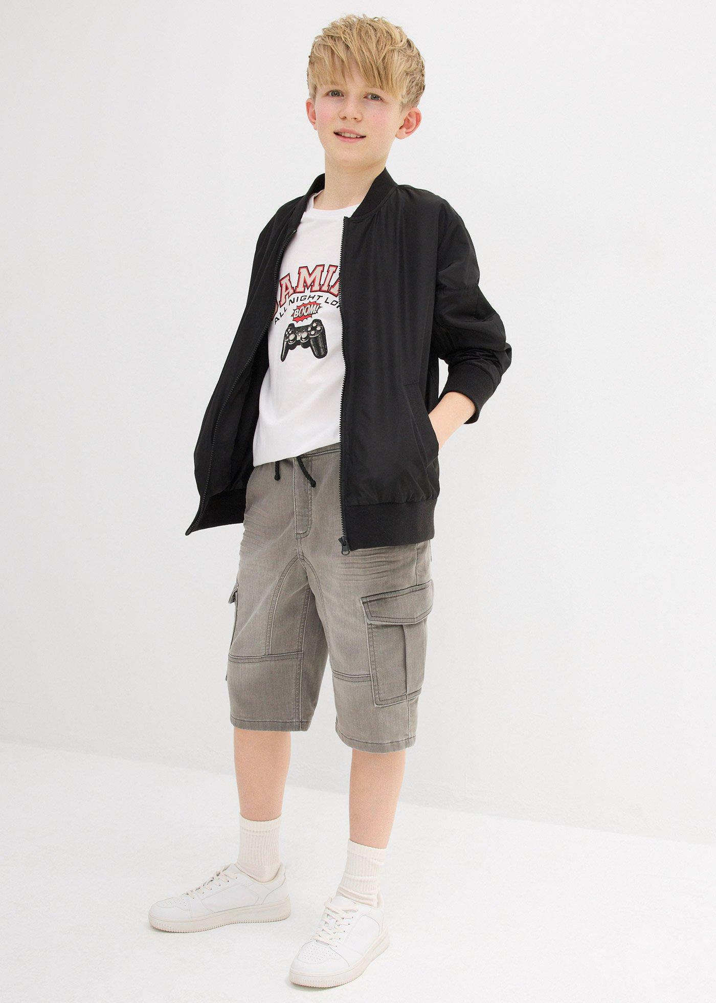 Bermudy dżinsowe dresowe, Regular Fit - Bonprix