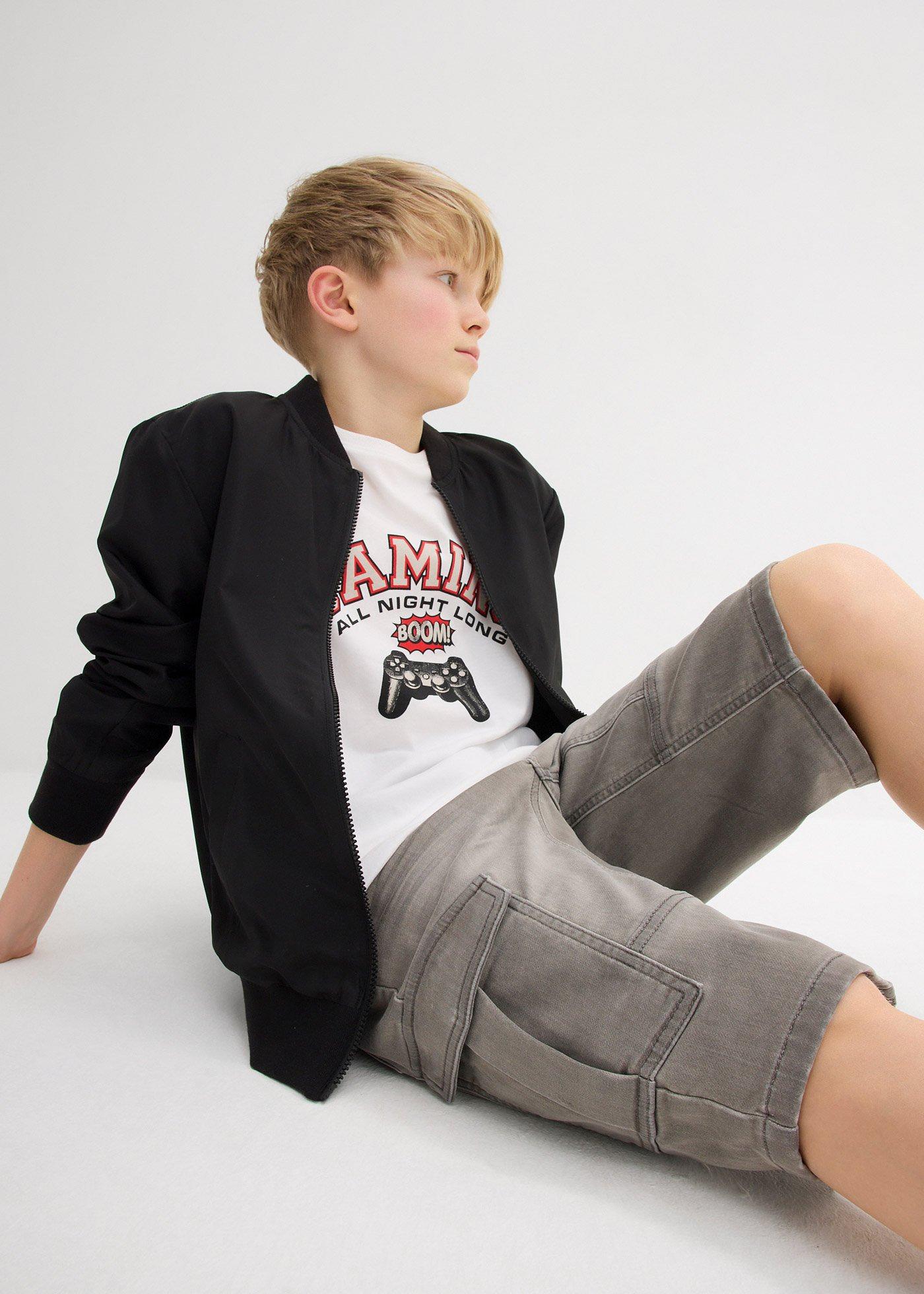 Bermudy dżinsowe dresowe, Regular Fit - Bonprix