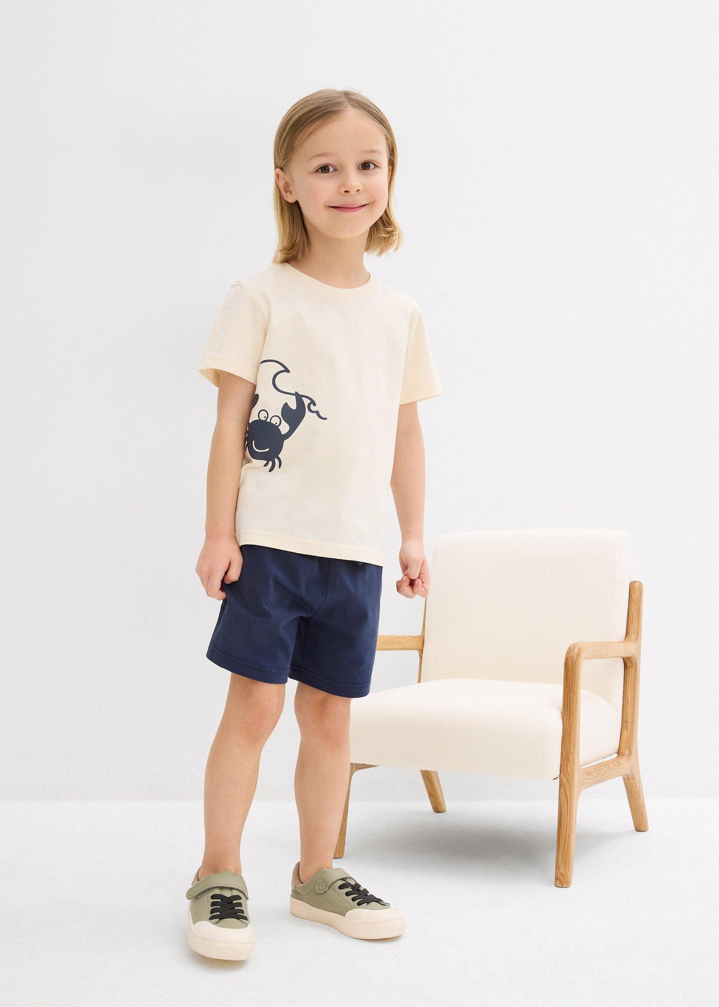T-shirt i krótkie szorty dżersejowe (2 części) z bawełny organicznej - Bonprix