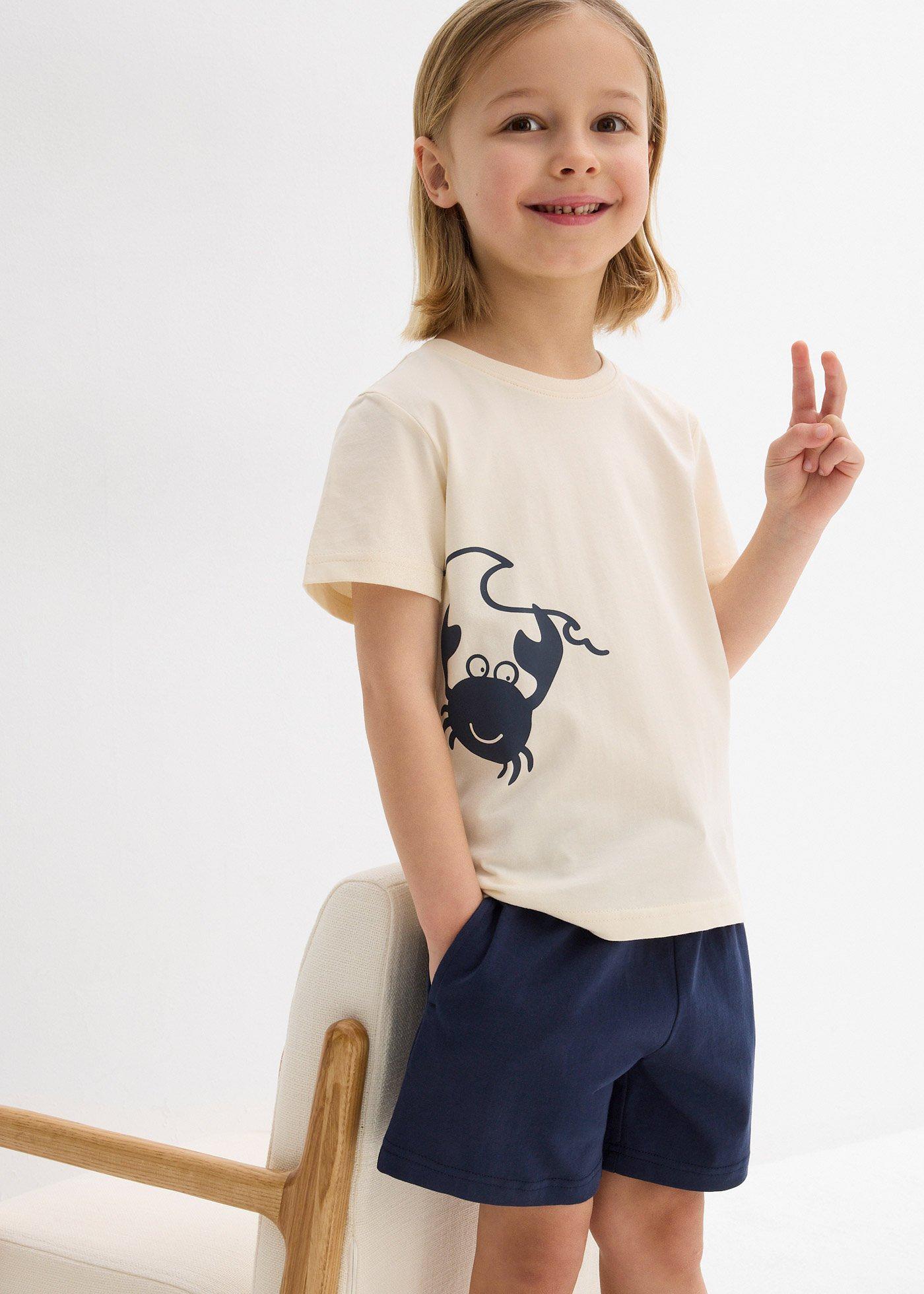 T-shirt i krótkie szorty dżersejowe (2 części) z bawełny organicznej - Bonprix