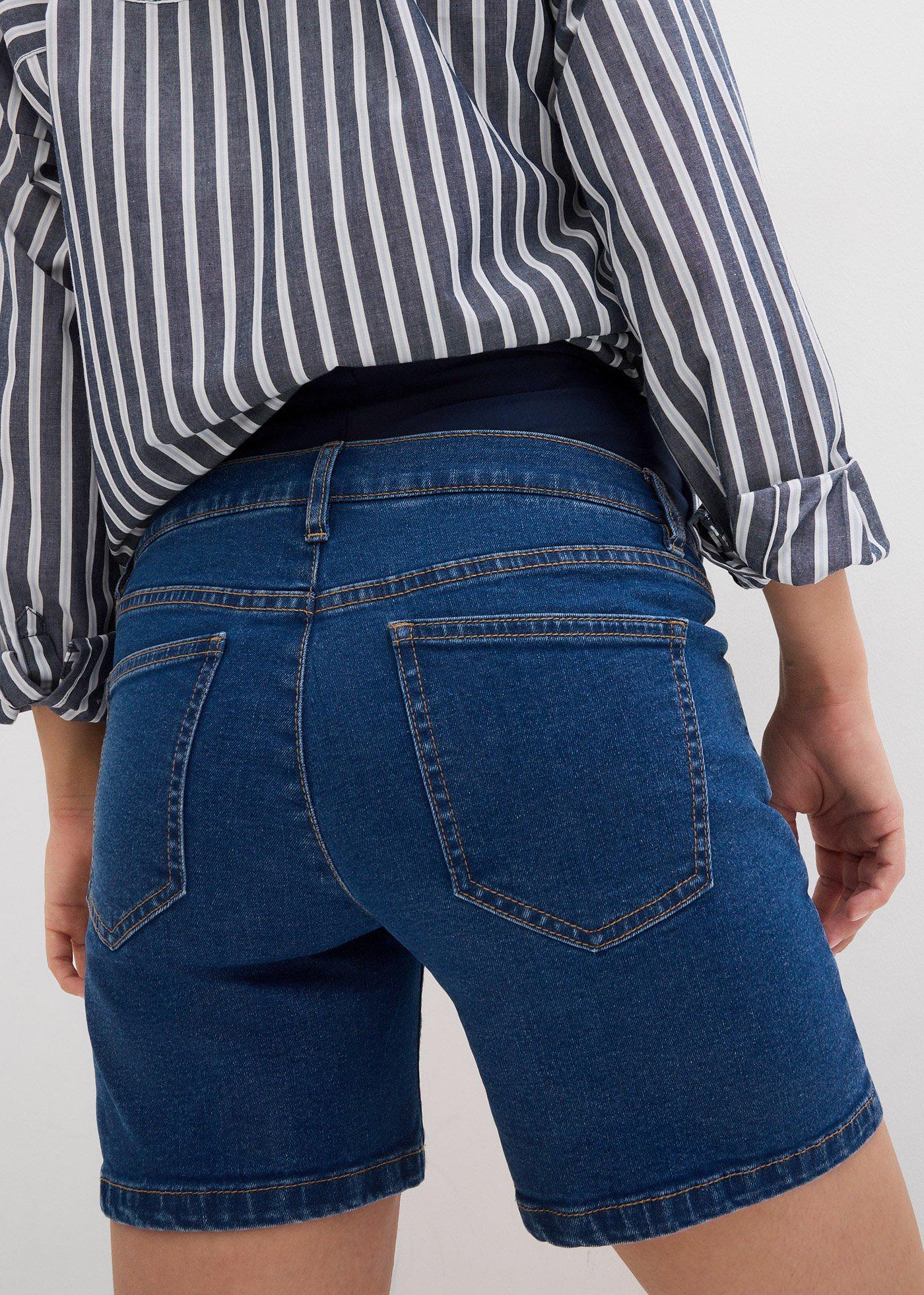 Szorty ciążowe dżinsowe z denimu z bawełny ze stretchem - Bonprix