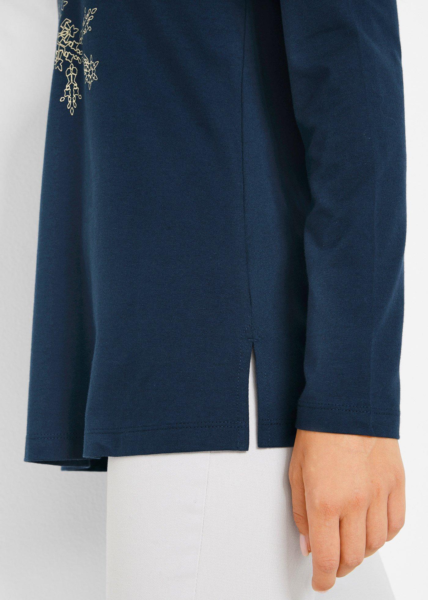 Shirt bawełniany z długim rękawem, z czystej bawełny - Bonprix