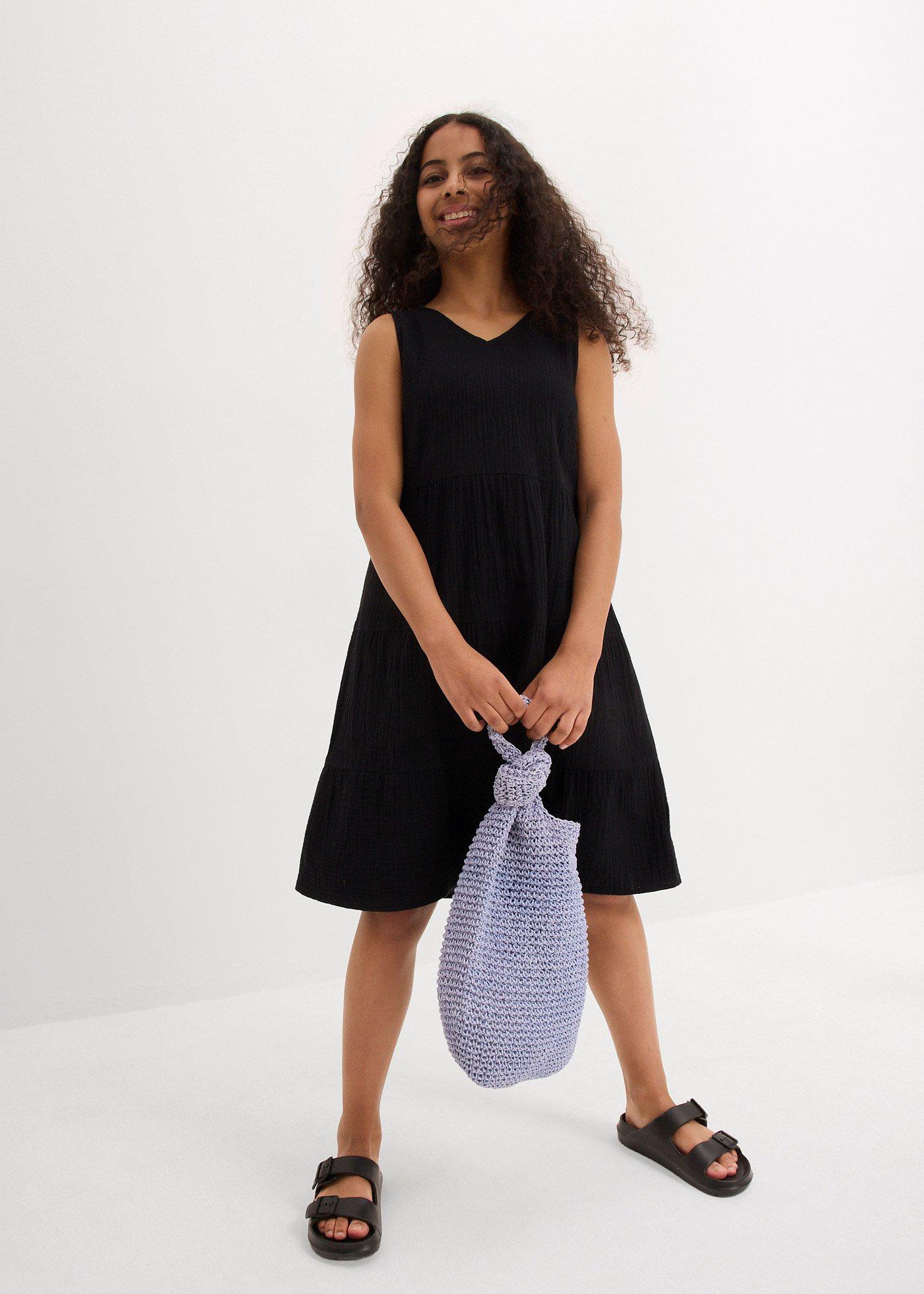 Sukienka na ramiączkach z miękkiego muślinu - Bonprix