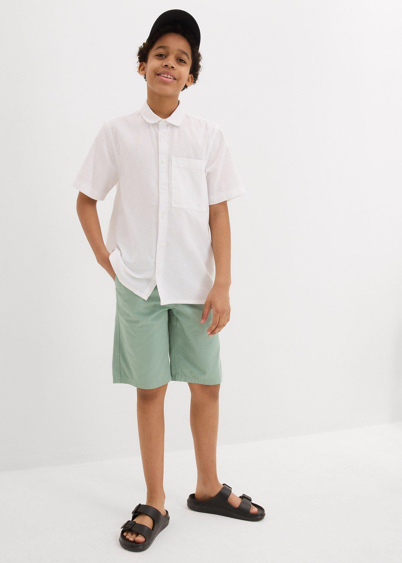 Koszula z krótkim rękawem, z przewiewnej mieszanki lnu - Bonprix