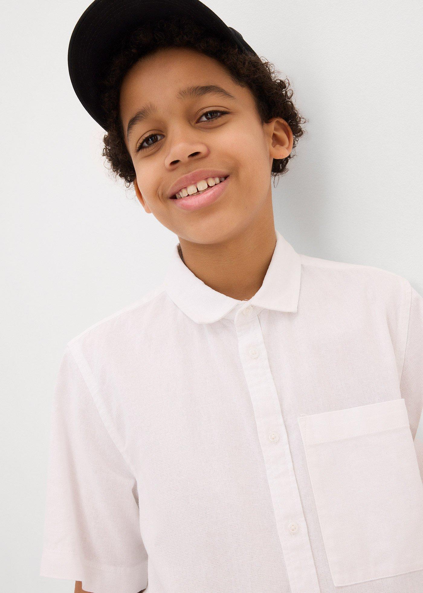 Koszula z krótkim rękawem, z przewiewnej mieszanki lnu - Bonprix