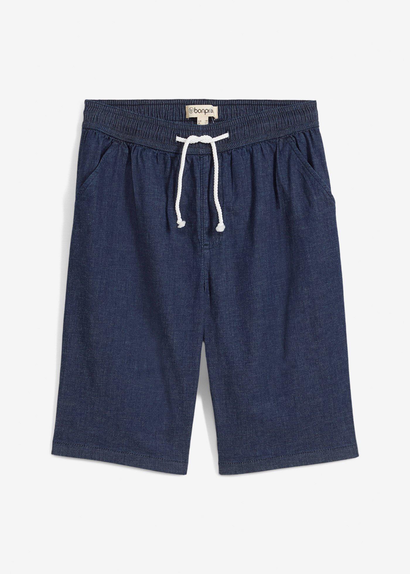 Szorty dżinsowe ze stretchem z gumką w talii, regular fit - Bonprix