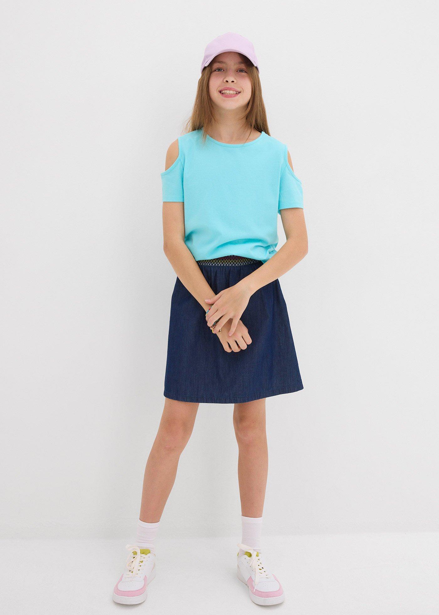 T-shirt z wycięciami na ramionach z czystej bawełny organicznej - Bonprix