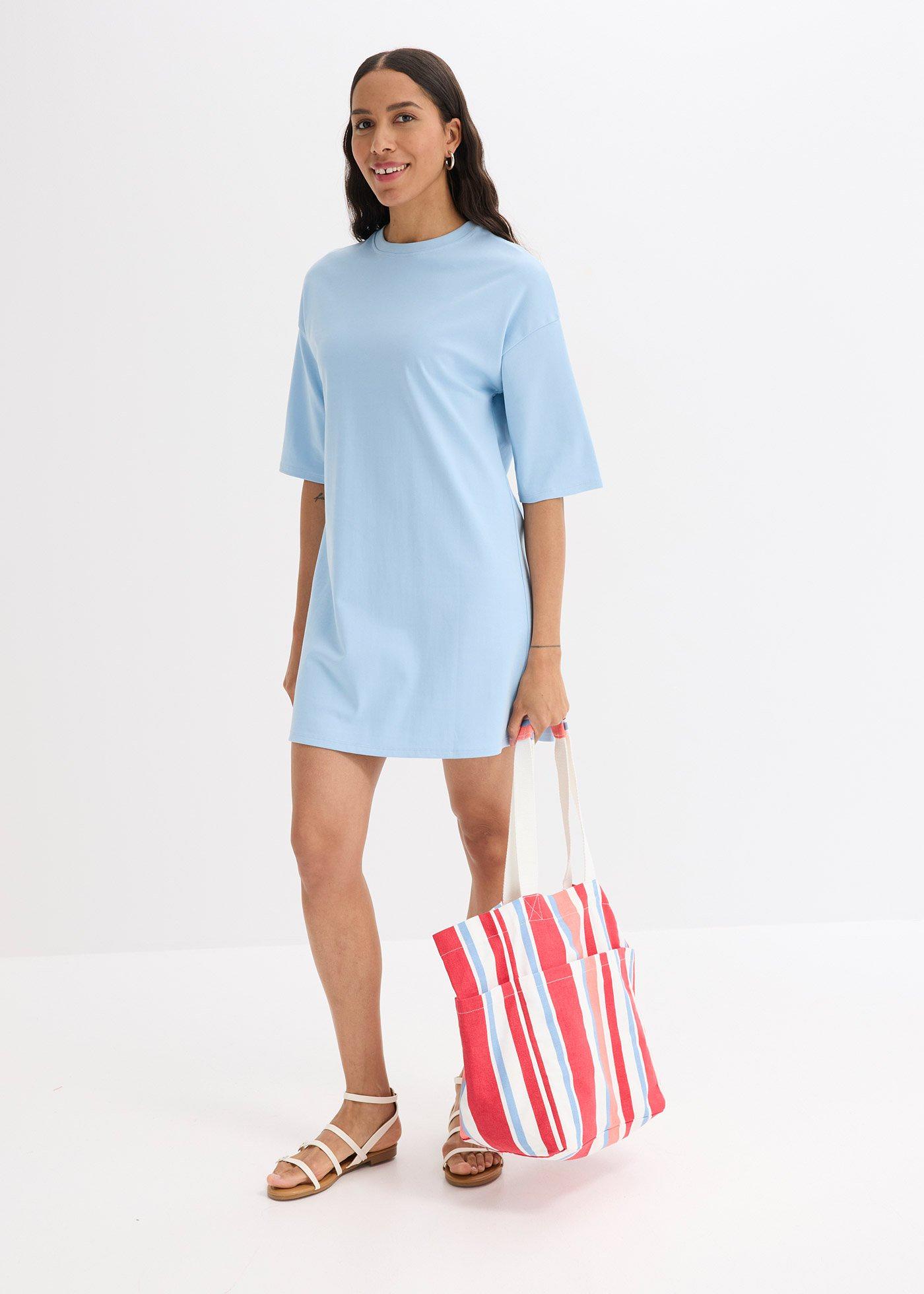 Sukienka T-shirtowa oversize z grubej bawełny organicznej - Bonprix