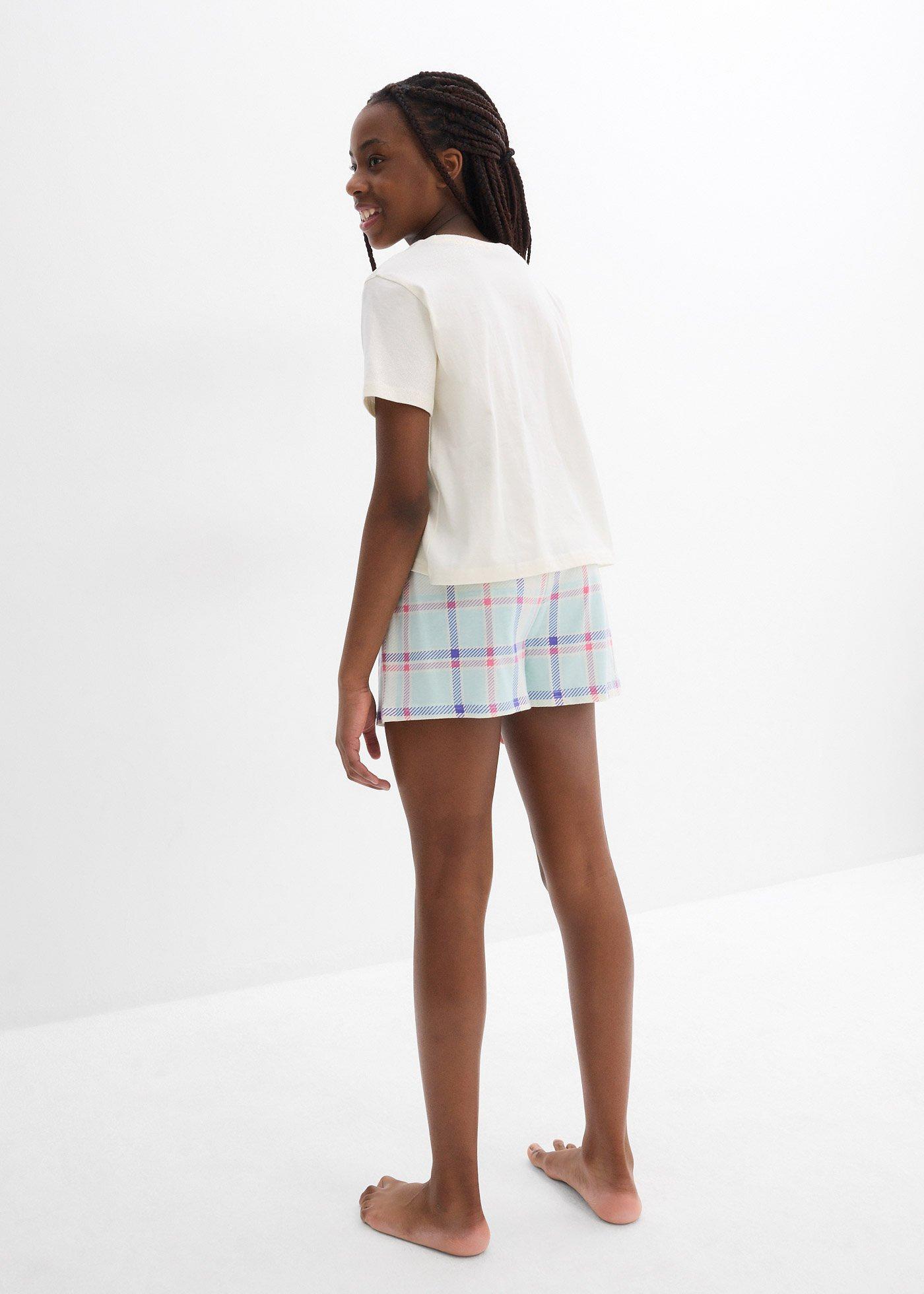 Piżama z krótkimi spodniami z czystej bawełny organicznej (4 części) - Bonprix