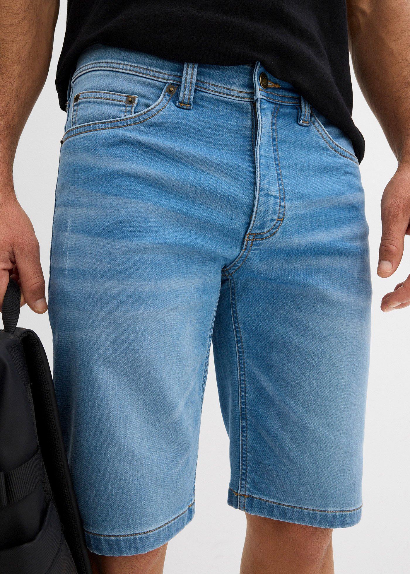 Bermudy dżinsowe dresowe Slim Fit (2 pary) - Bonprix