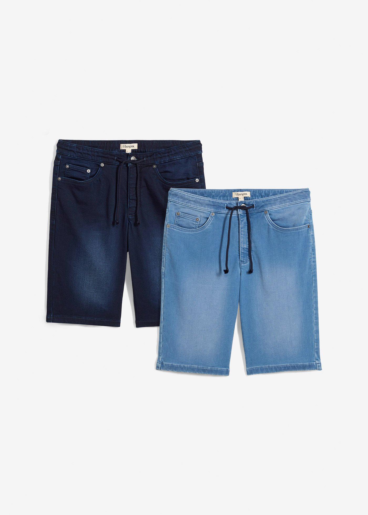Lot de 2 bermudas en sweat effet jean, Regular