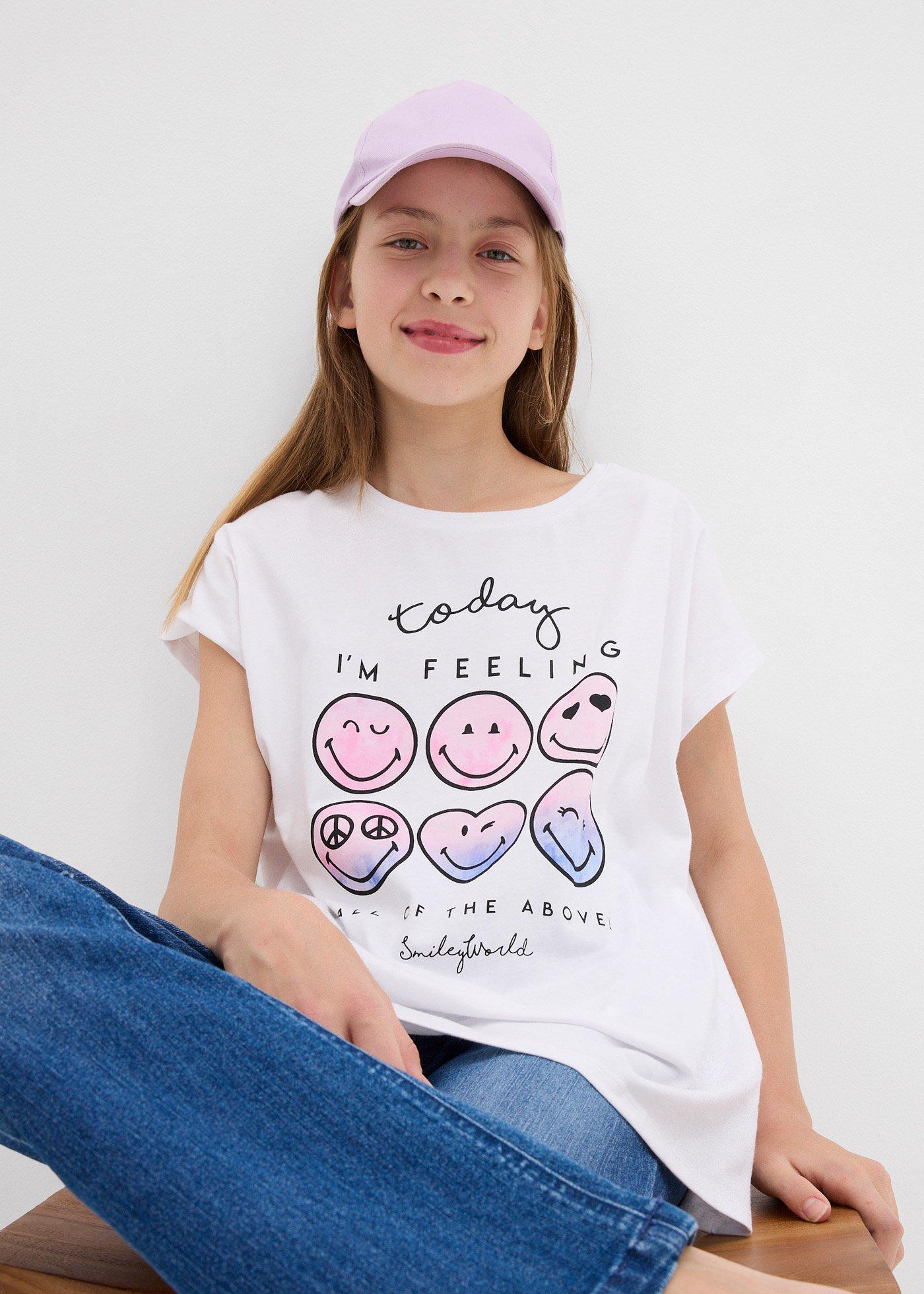 T-shirt z buźką, z czystej bawełny - Bonprix
