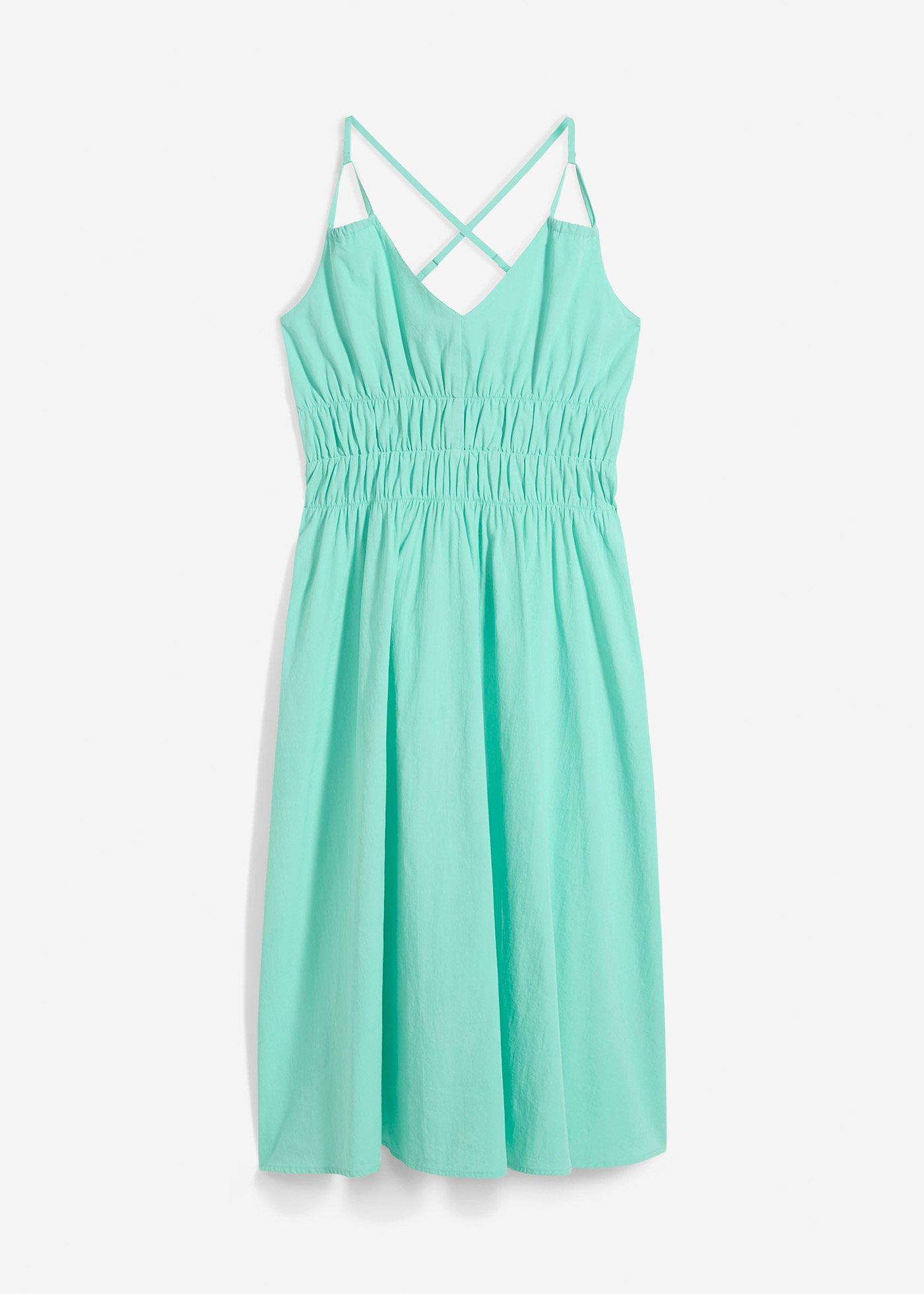 Robe midi 100% coton à fines bretelles