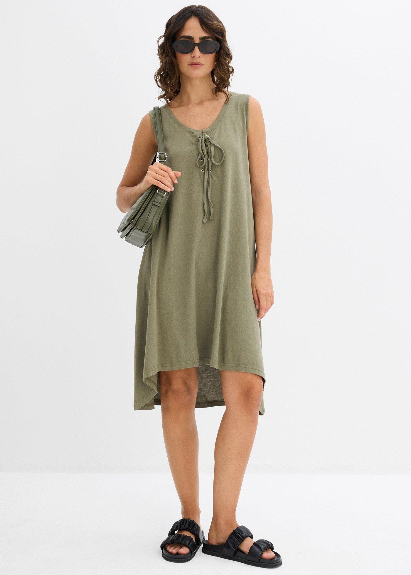 Sukienka z dżerseju ze sznurowaniem - Bonprix