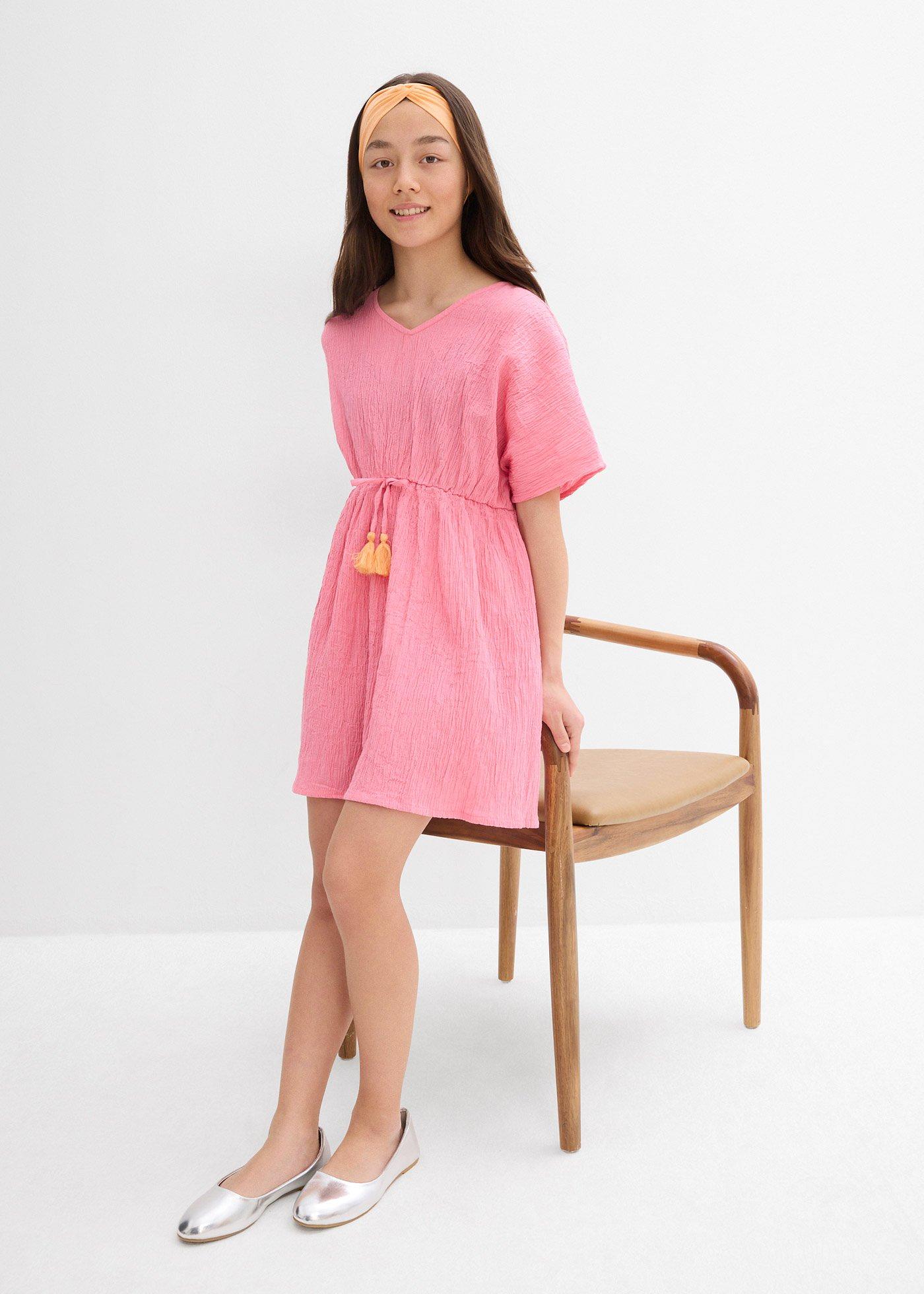 Sukienka kaftanowa z fakturowanego, kreszowanego materiału - Bonprix