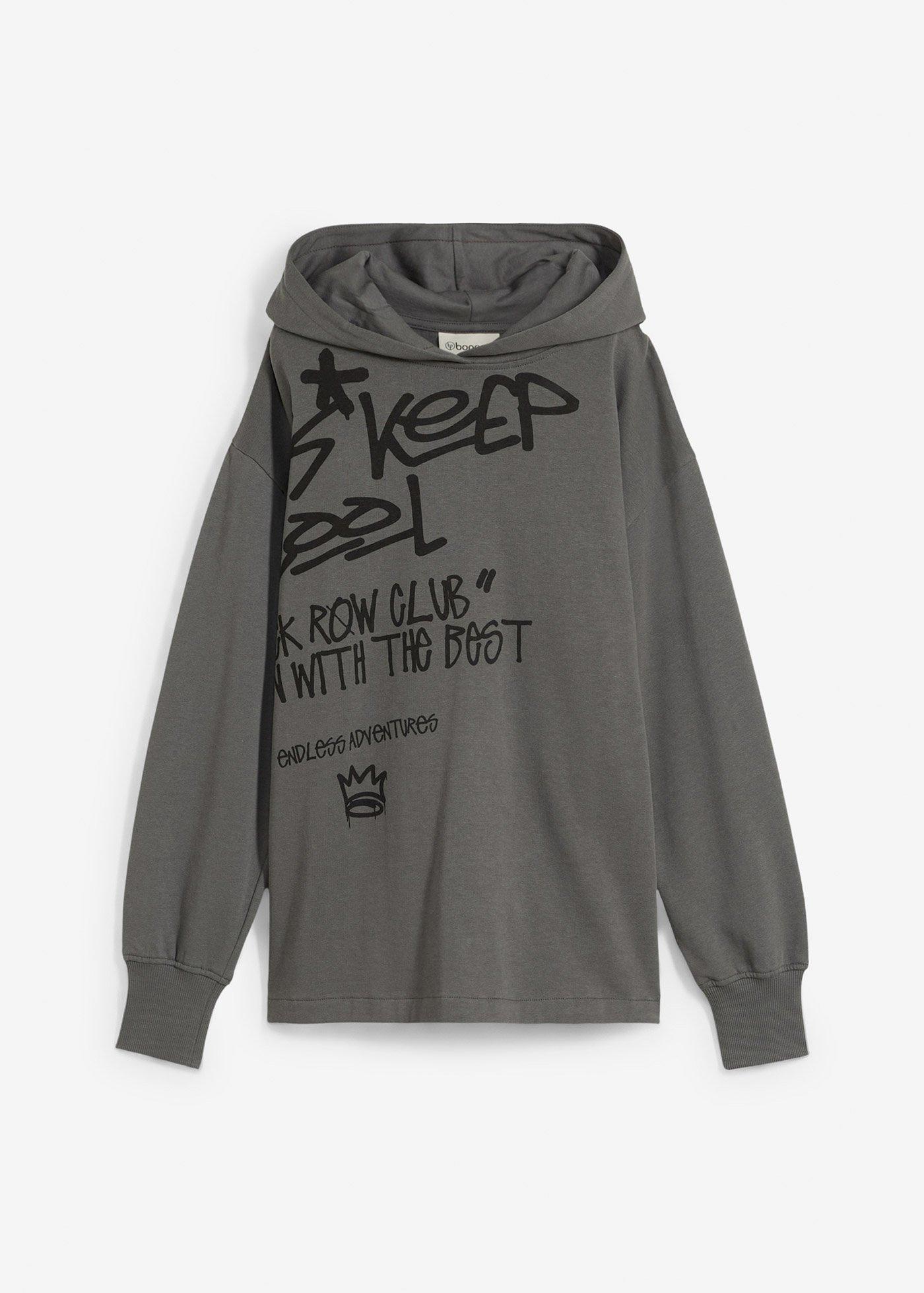 Bluza z kapturem z nadrukiem graffiti z czystej bawełny organicznej - Bonprix