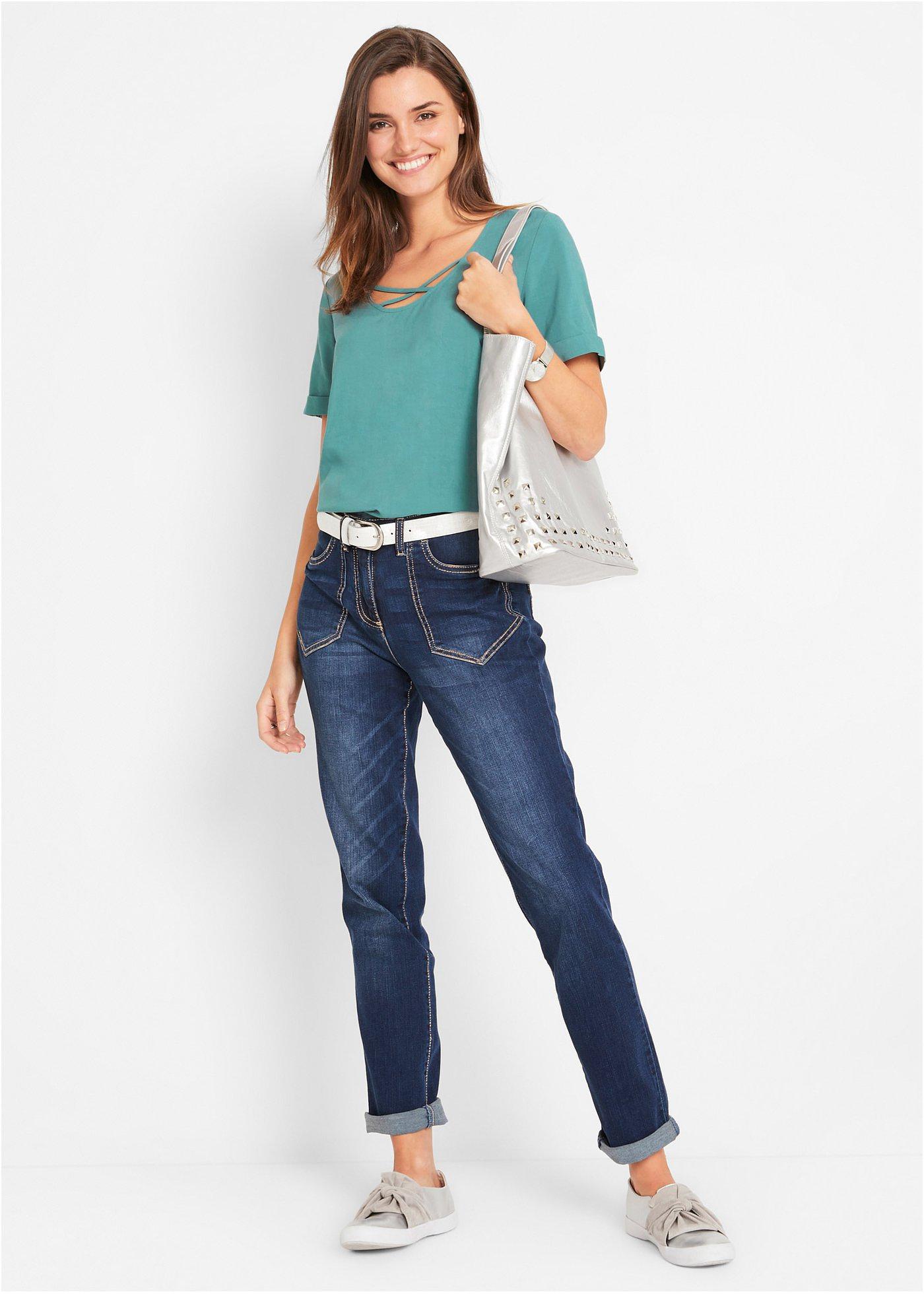 Dżinsy ze stretchem straight, high waist - Bonprix