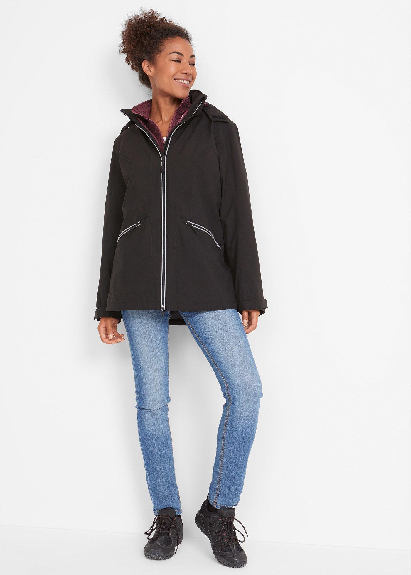 Kurtka funkcyjna outdoorowa 3 w 1 z wpinaną bluzą z polaru - Bonprix