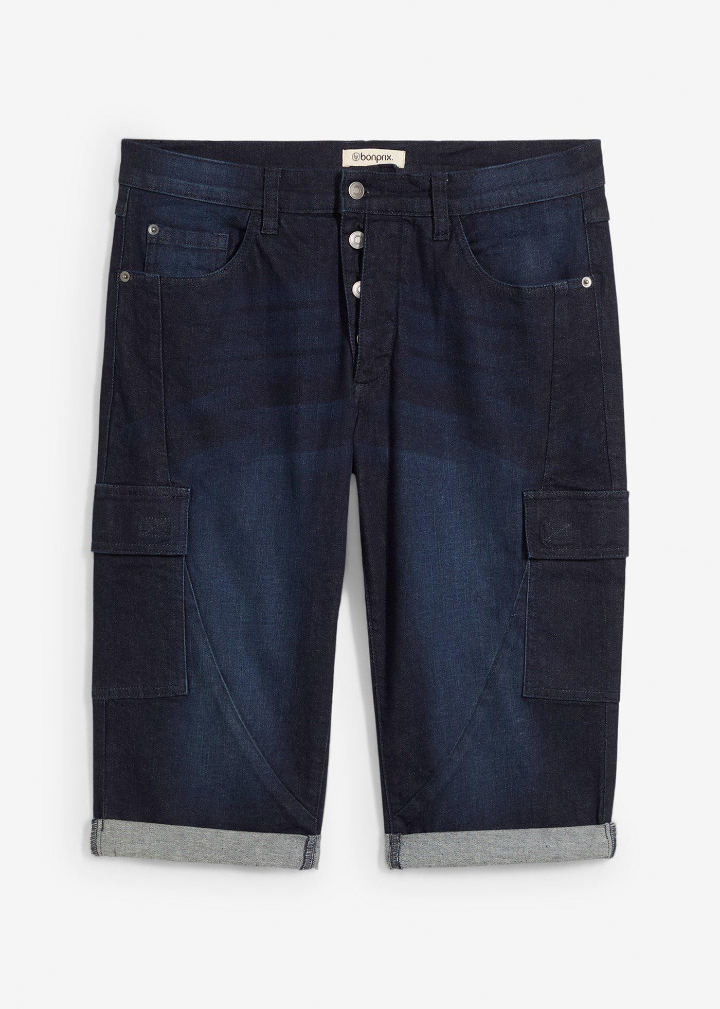 Bermuda cargo en jean extensible, regular