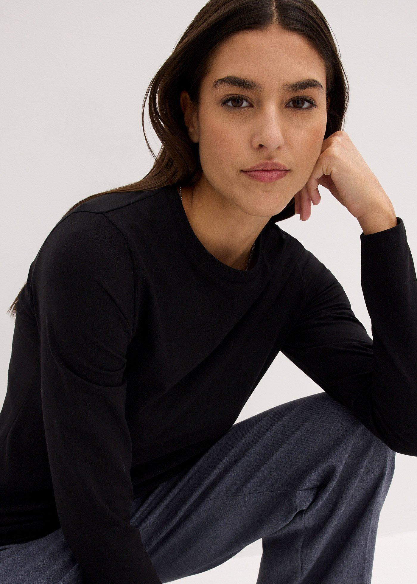 Koszulka z długim rękawem slim fit, z czystej bawełny organicznej (2 szt.) - Bonprix