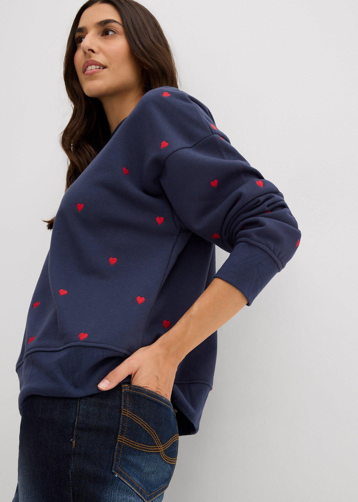Bluza oversize z haftem, z mieszanki bawełny - Bonprix