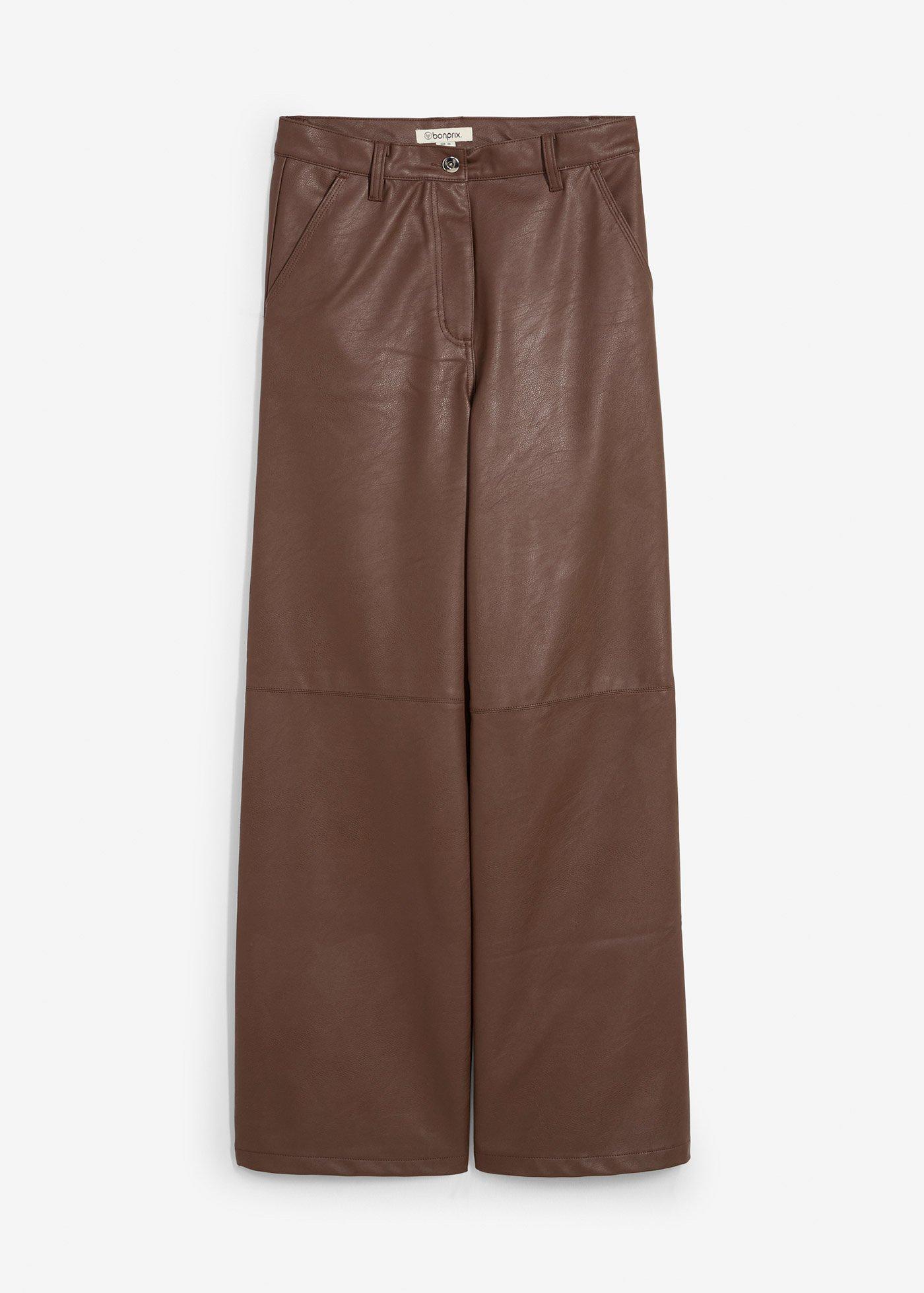Pantaloni din imitație de piele cu talie înaltă