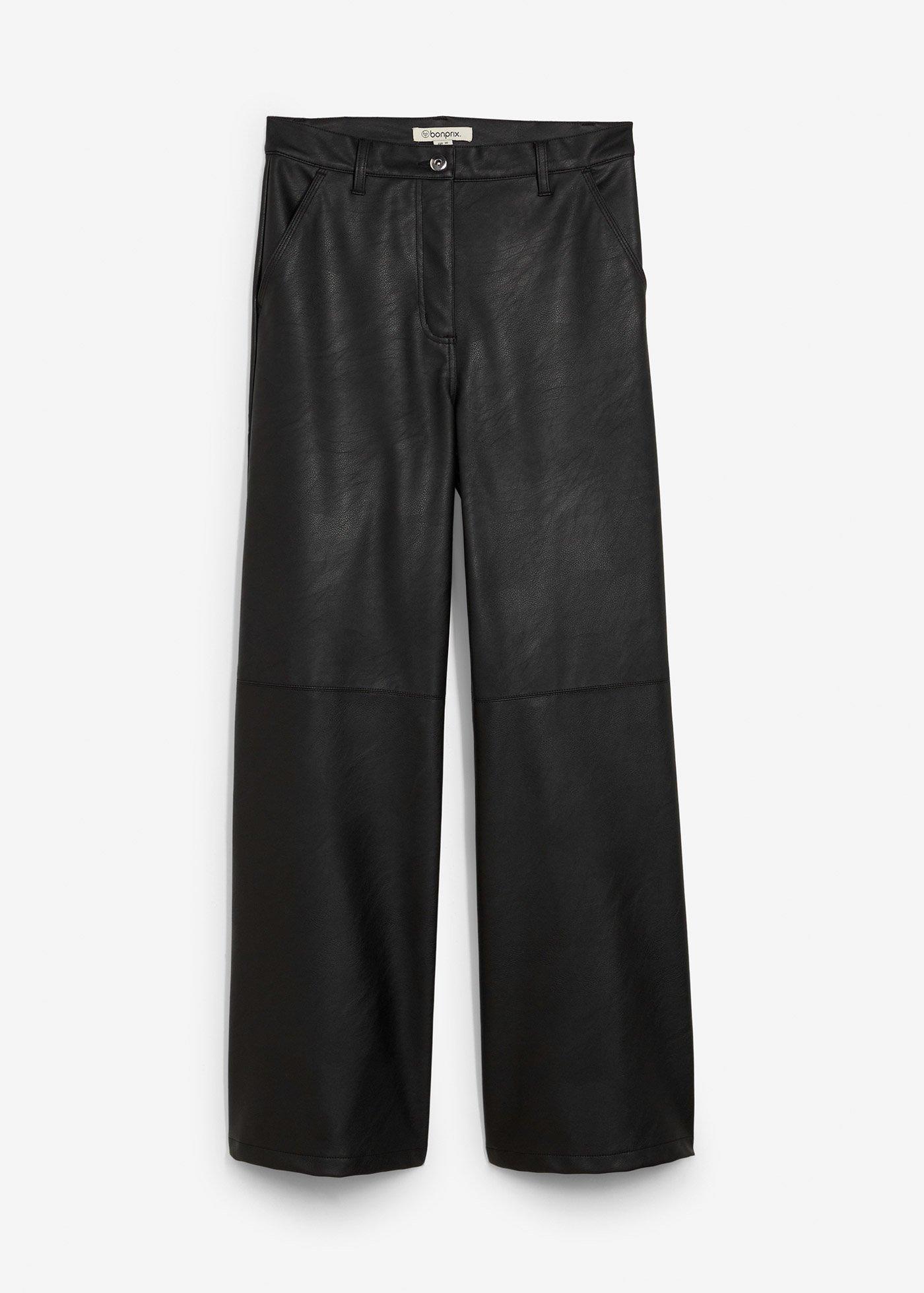 Pantaloni din imitație de piele cu talie înaltă