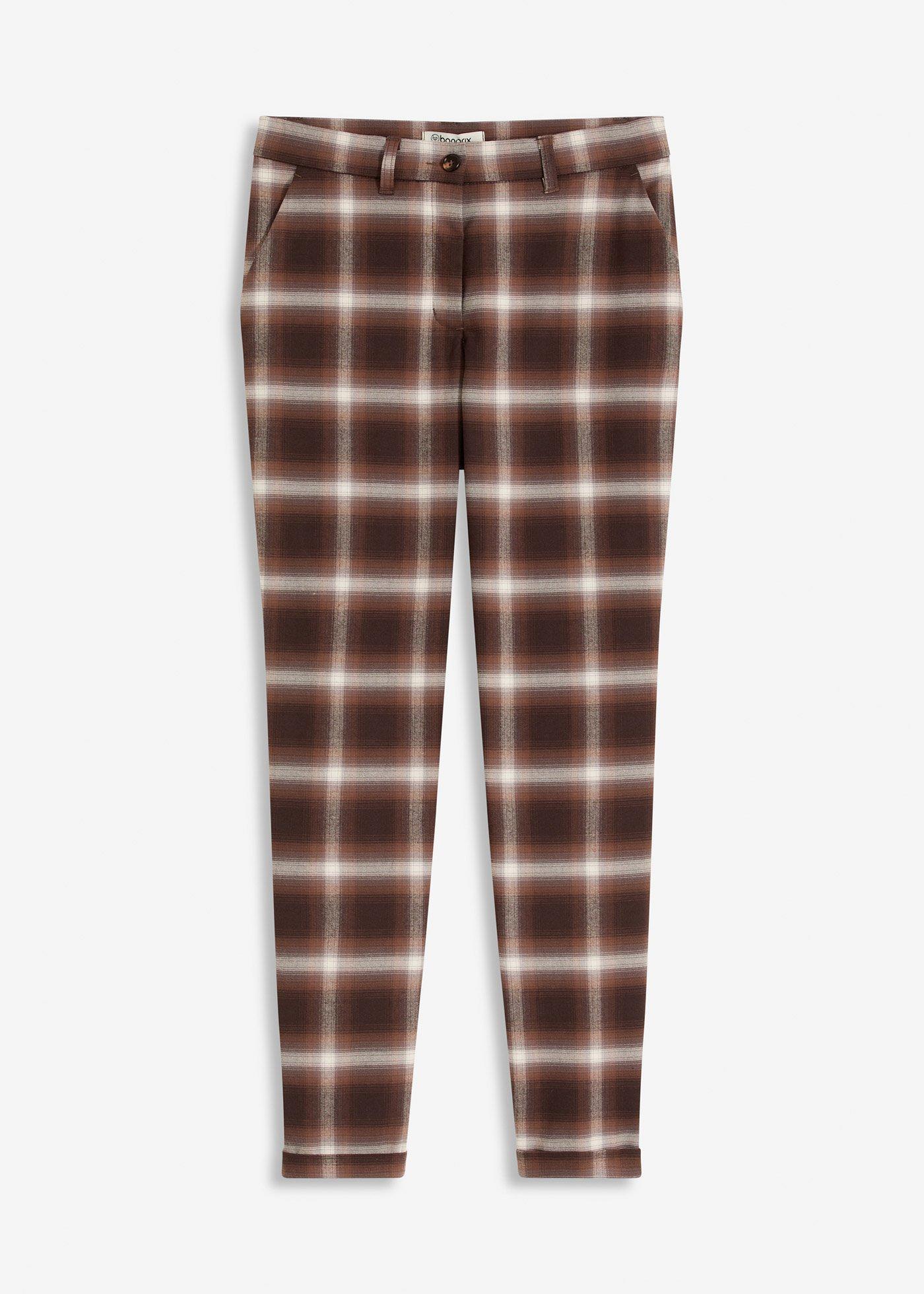Pantalon à revers imprimé carreaux