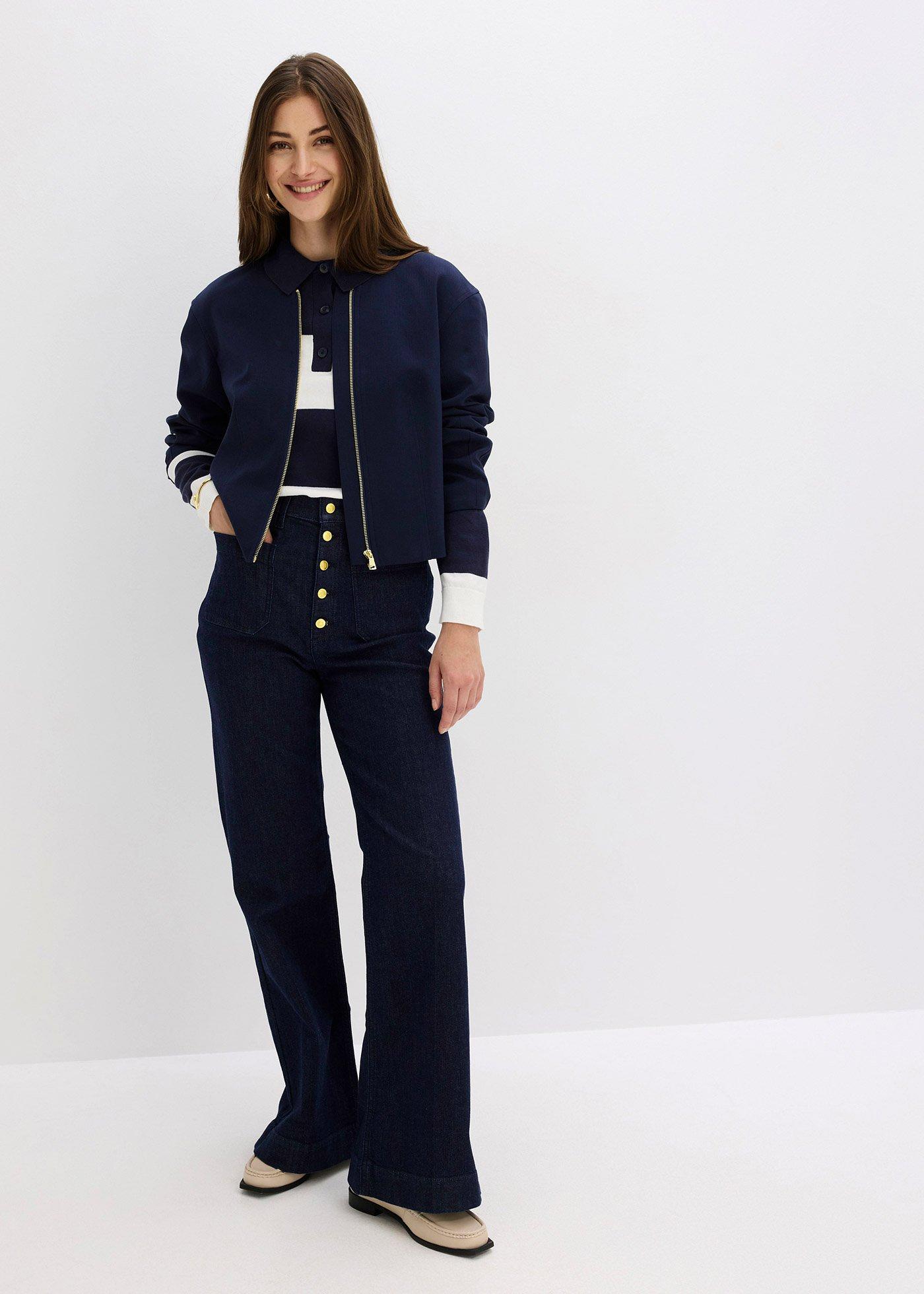 Dżinsy z rozszerzanymi nogawkami, high waist - Bonprix