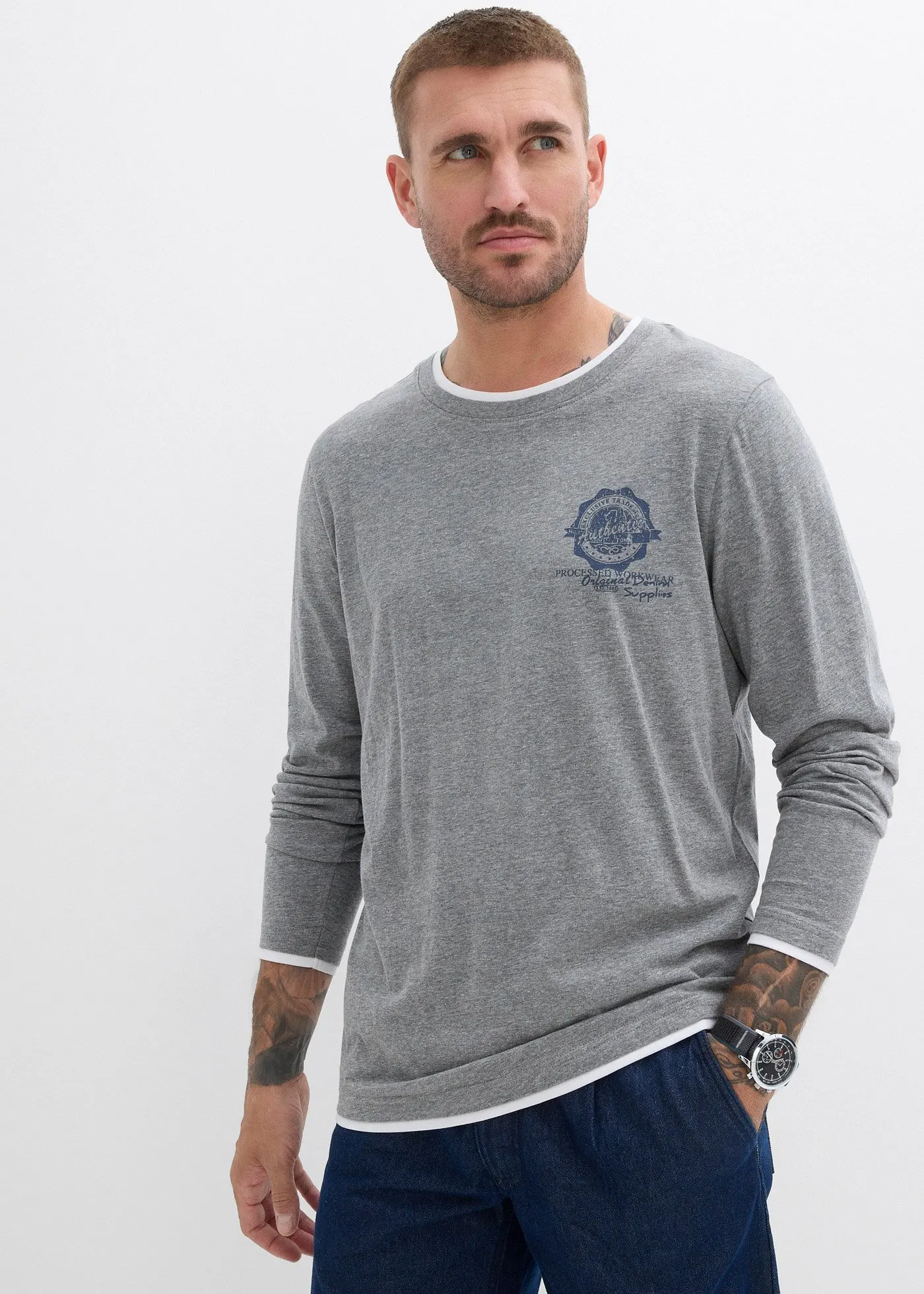 Футболка Bonprix Langarm из оптики 2 в 1