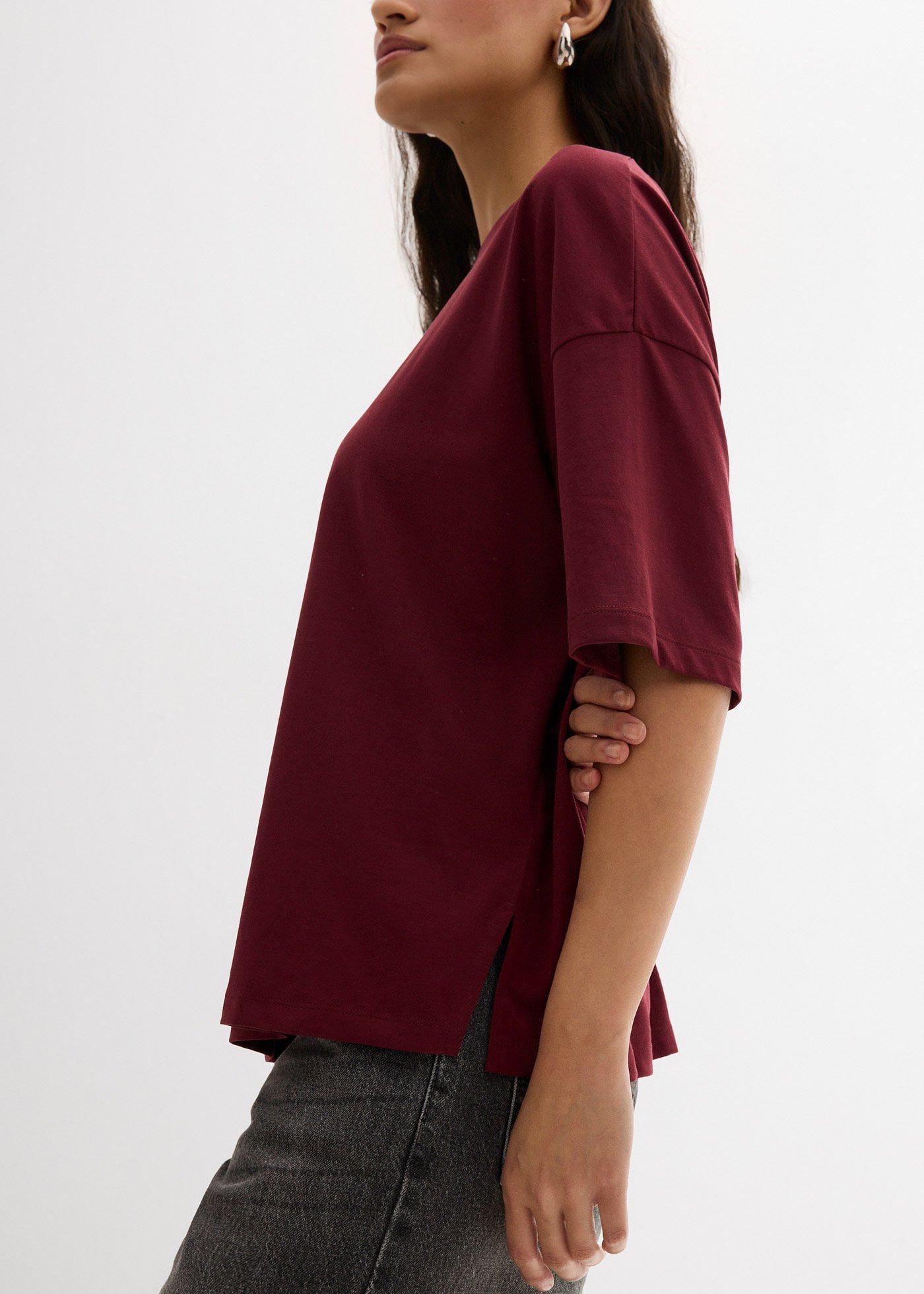 Luźny T-shirt z mieszanki bawełny - Bonprix
