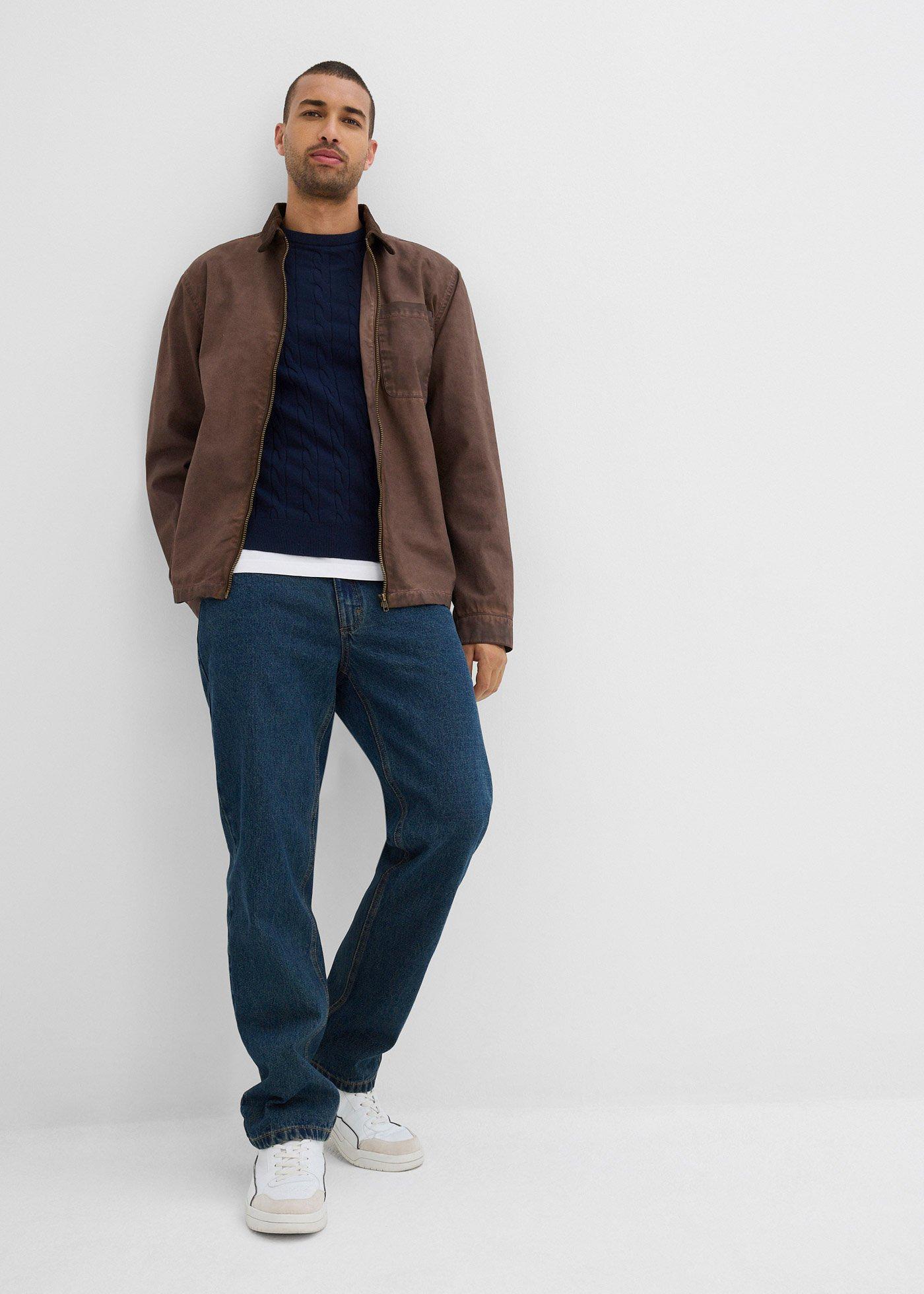 Cienki sweter ze wzorem w warkocze, slim fit - Bonprix