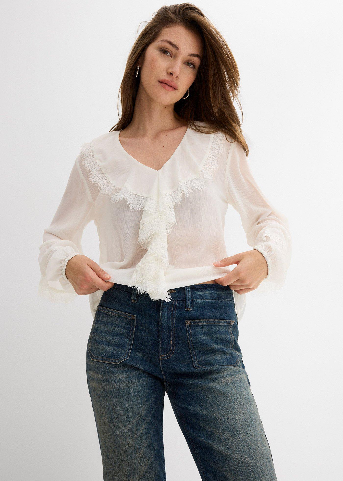 Dżinsy z rozszerzanymi nogawkami, mid waist - Bonprix