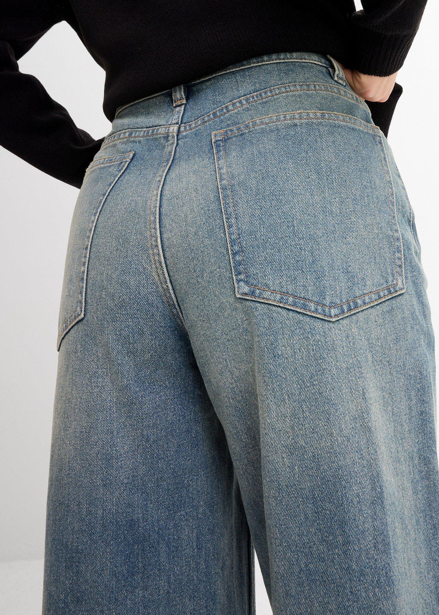 Dżinsy z szerokimi nogawkami, high waist - Bonprix